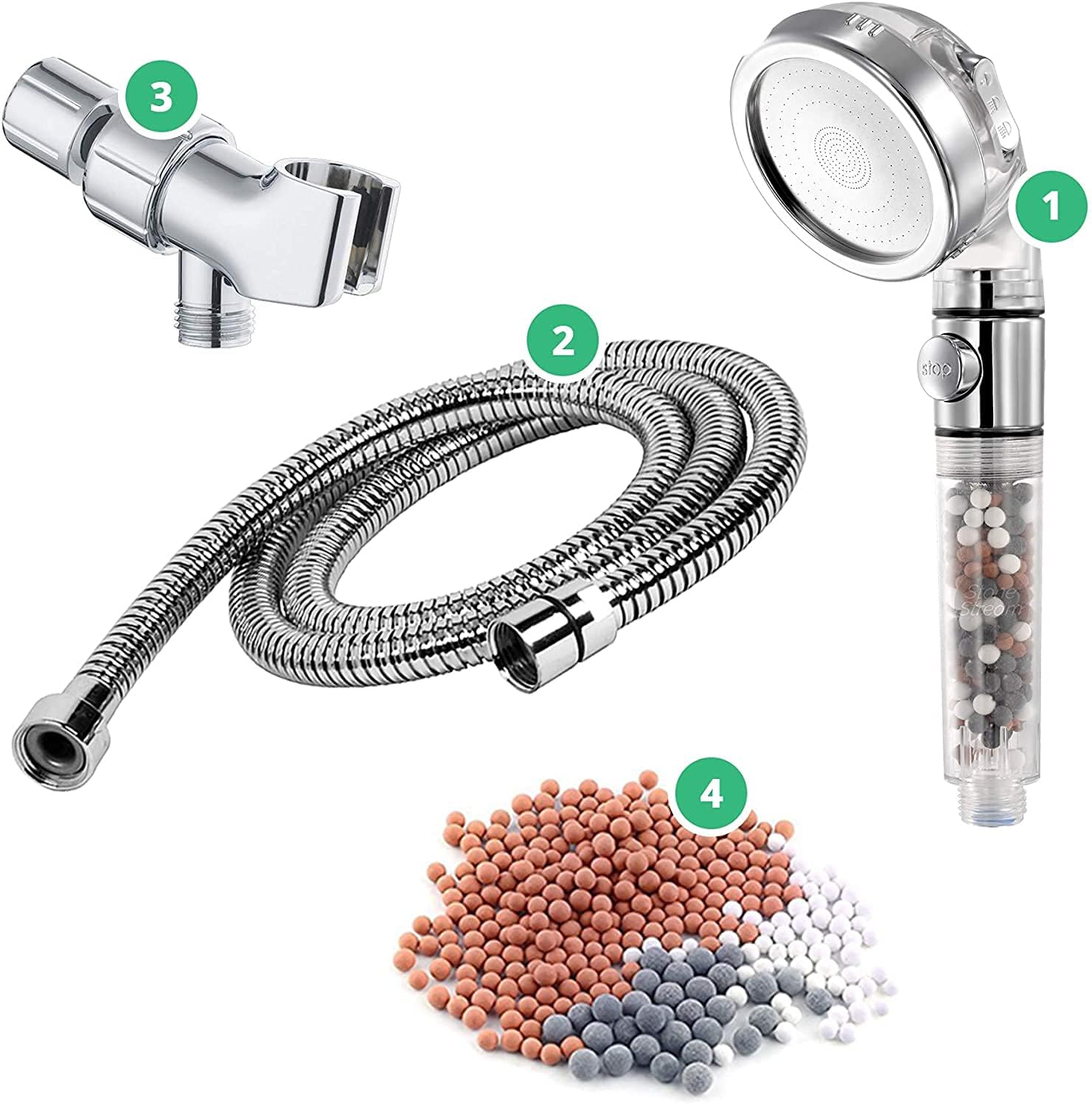 StoneStream EcoPower Handheld Shower Head with 3 Spray Settings