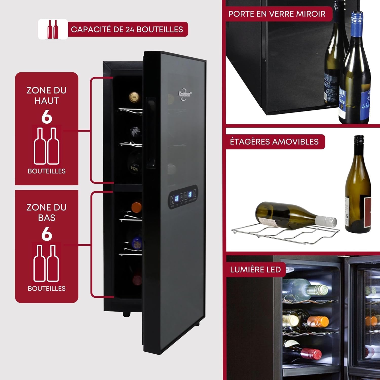 Koolatron 12 Bottle Wine Cooler with Beech Wood Racks