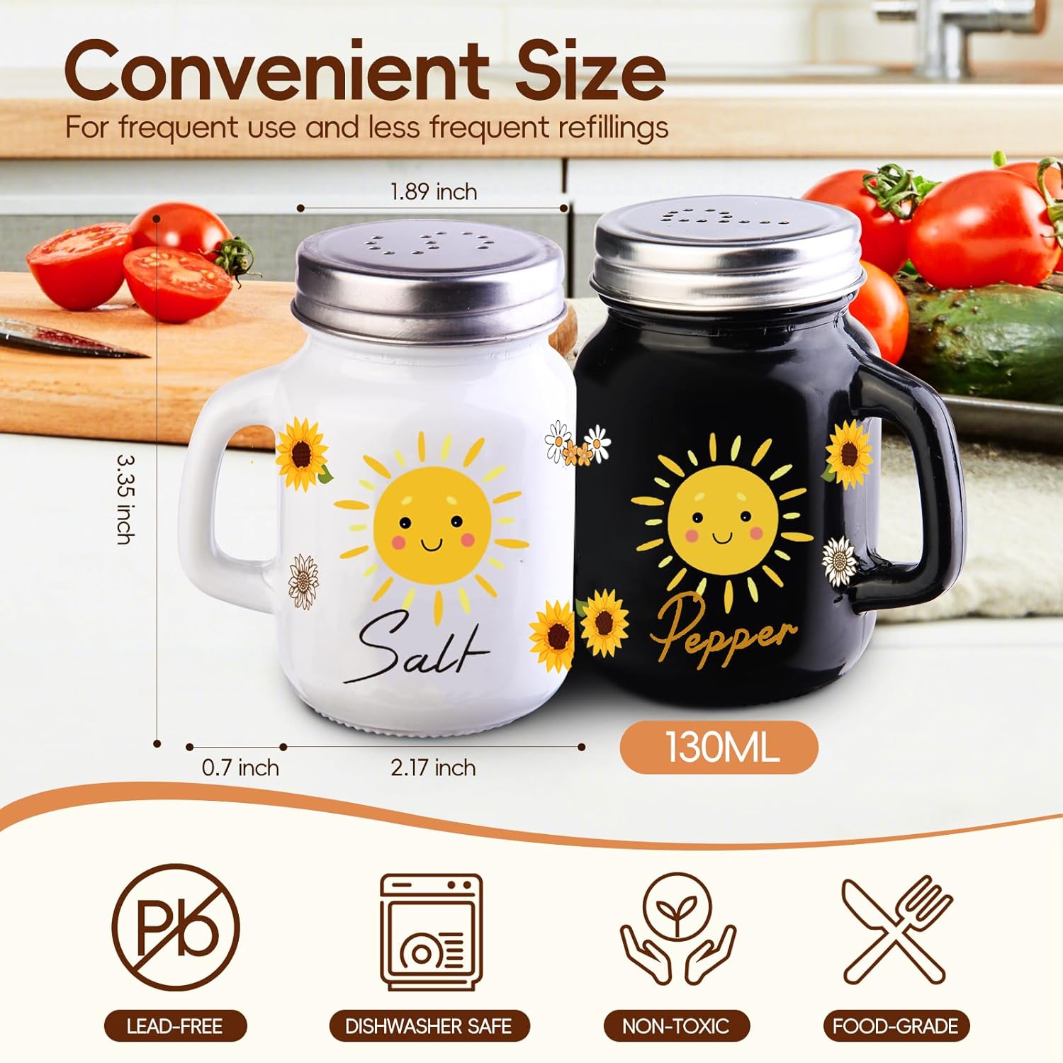 BSEROBS 2 Pack Sunflower Salt Pepper Shakers
