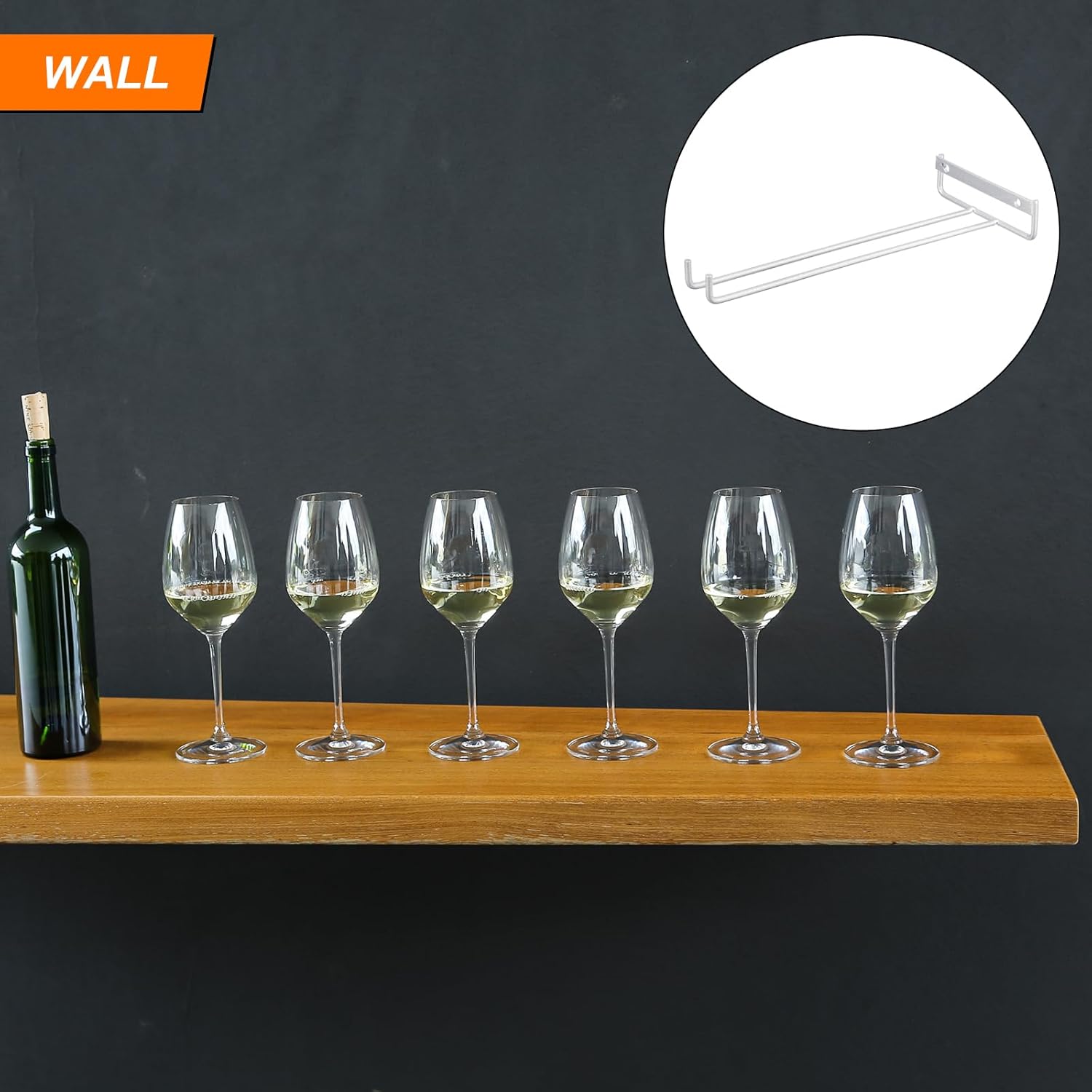 Uxcell 2Pcs Iron Wine Glass Rack - Wall Mountable Silver