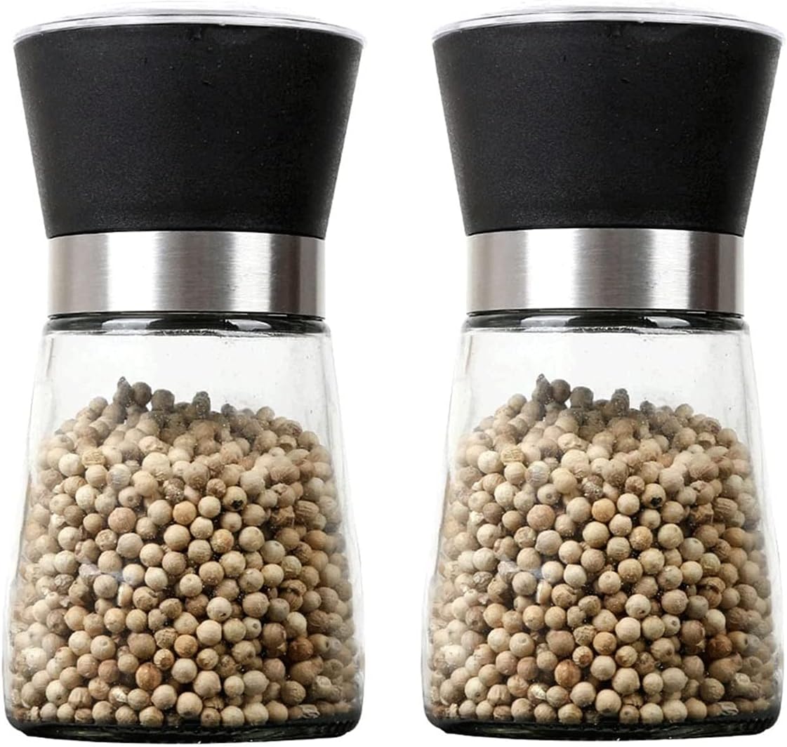 Adjustable Salt Pepper Grinder Set with Glass Body
