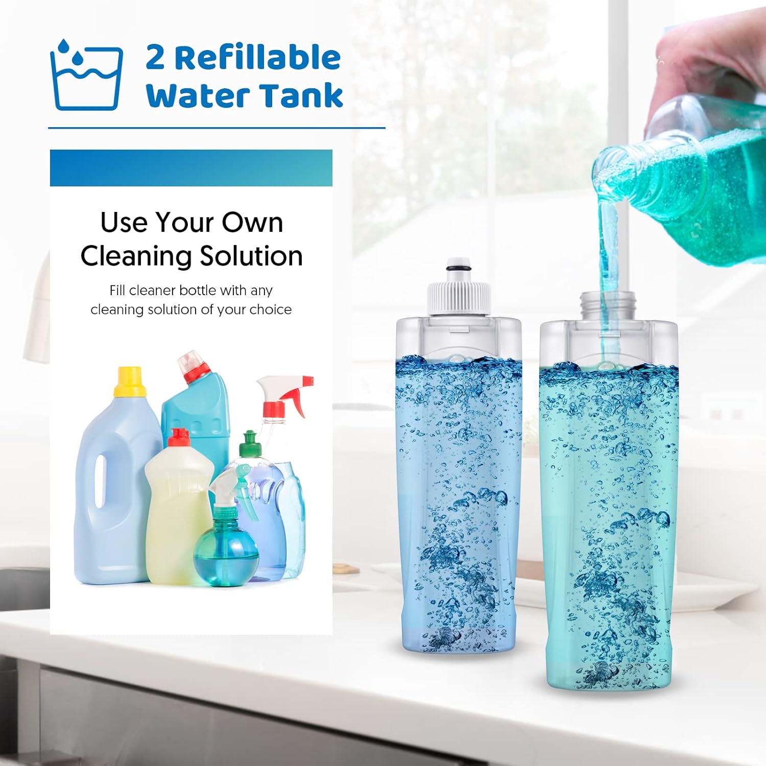 Mexerris Wet Mop with 5X Washable Pads 2X Bottles