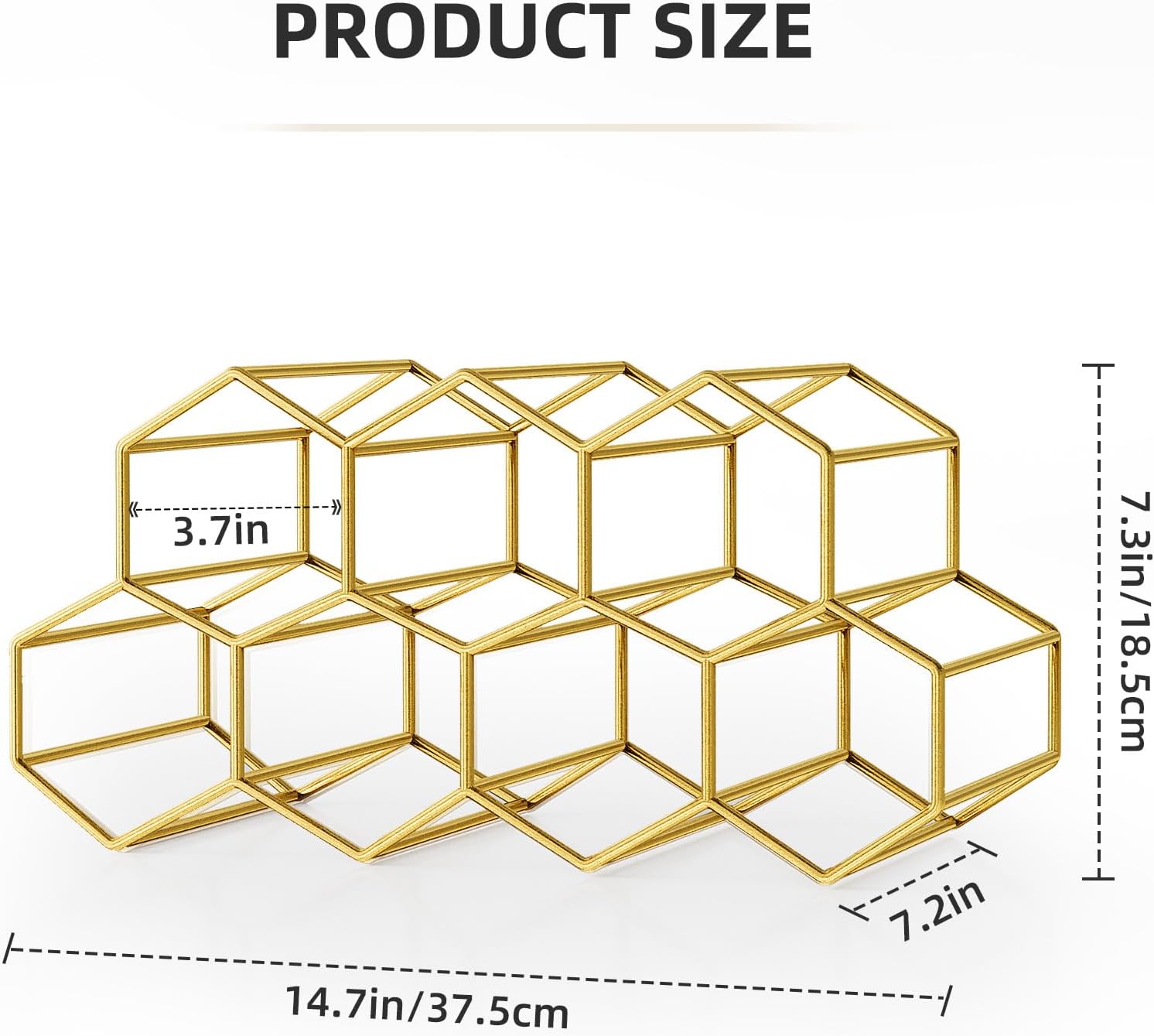 Urban Deco Small Gold Wine Rack 9 Bottle Holder
