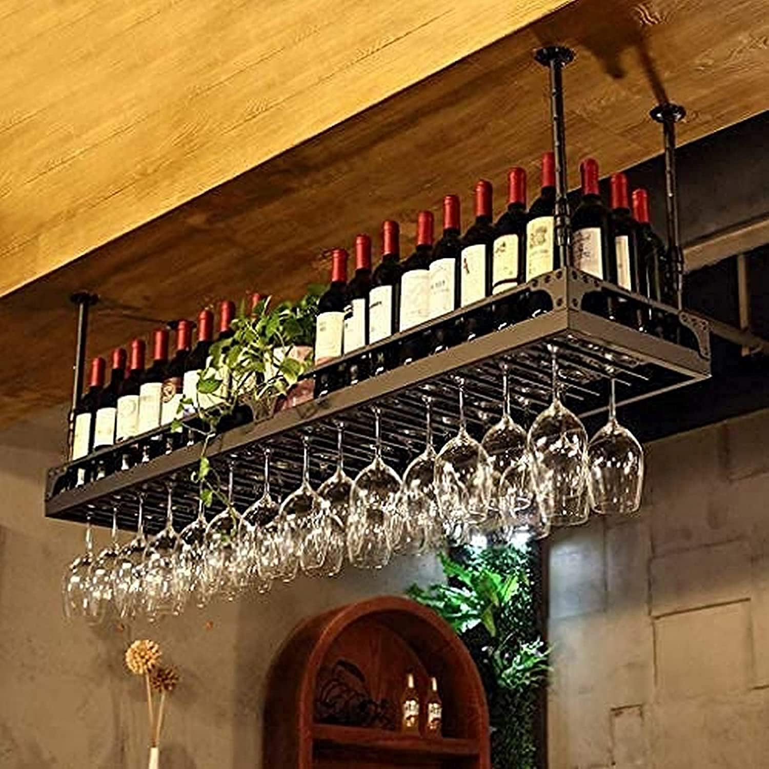 Vintage Wall Mounted Wine Rack Iron Art