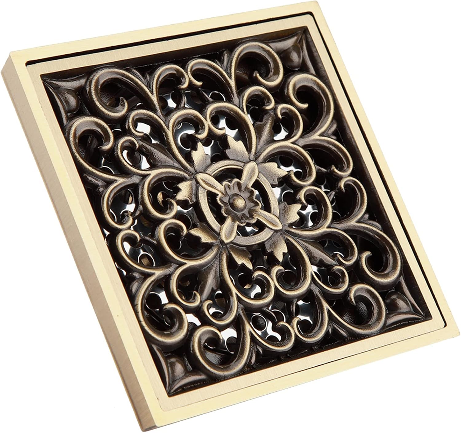 ViaGasaFamido Antique Brass Square Floor Drain 10cm