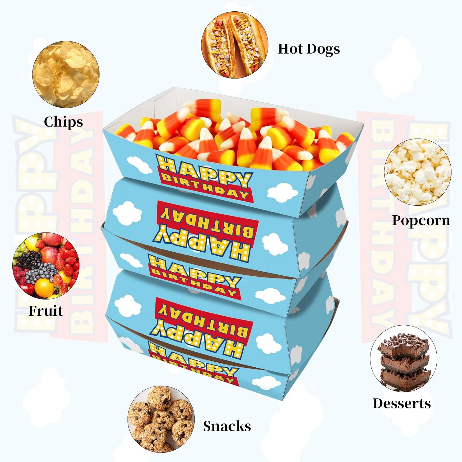 KERINGO 50 Pack Toy Inspired Story Food Trays 3Lb