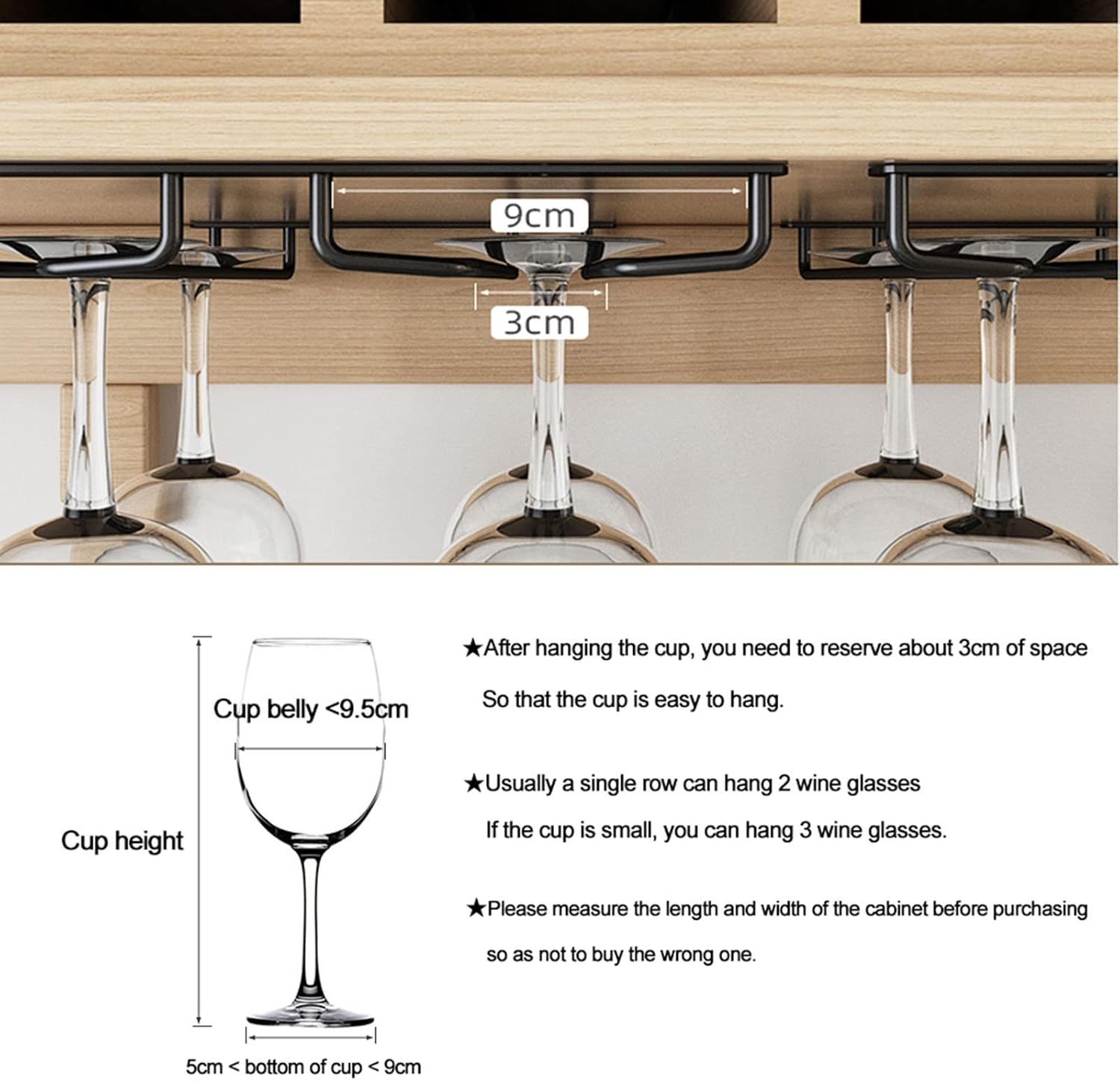 V3VOGUE 2 Row Stemware Holder Freestanding Wine Glass Rack