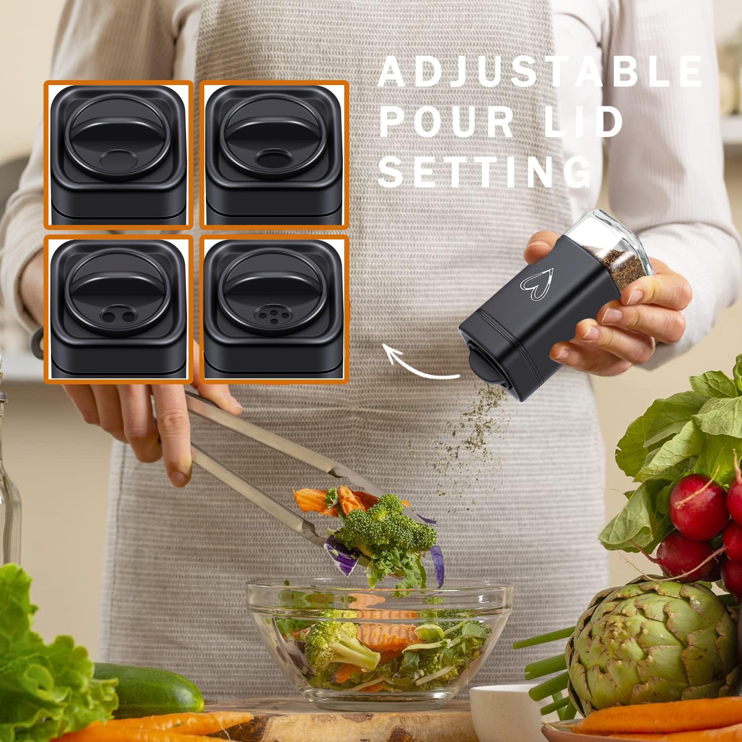 Salt and Pepper Shakers Set Modern Heart Design
