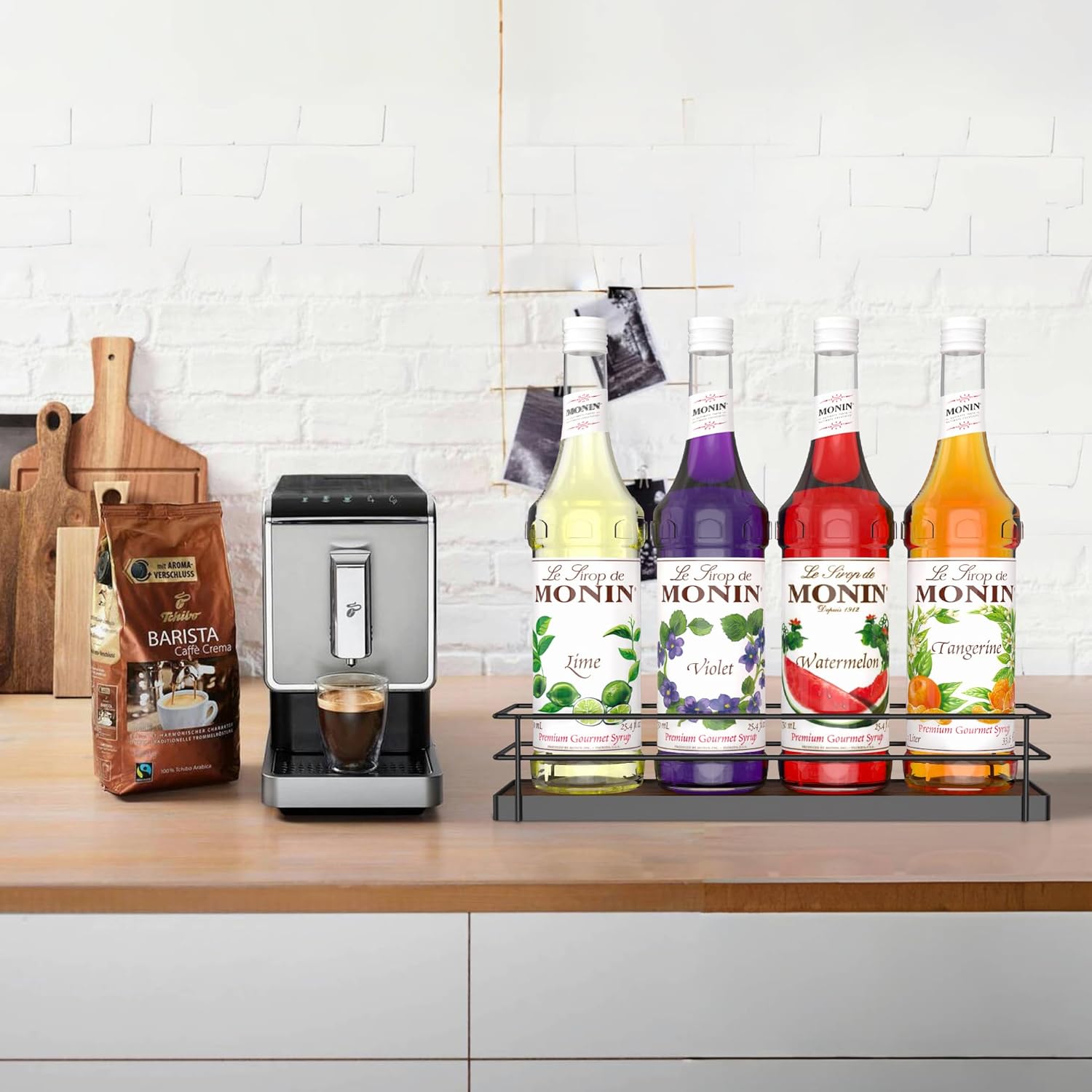 Alyoen Coffee Syrup Rack Organizer 4 Bottles