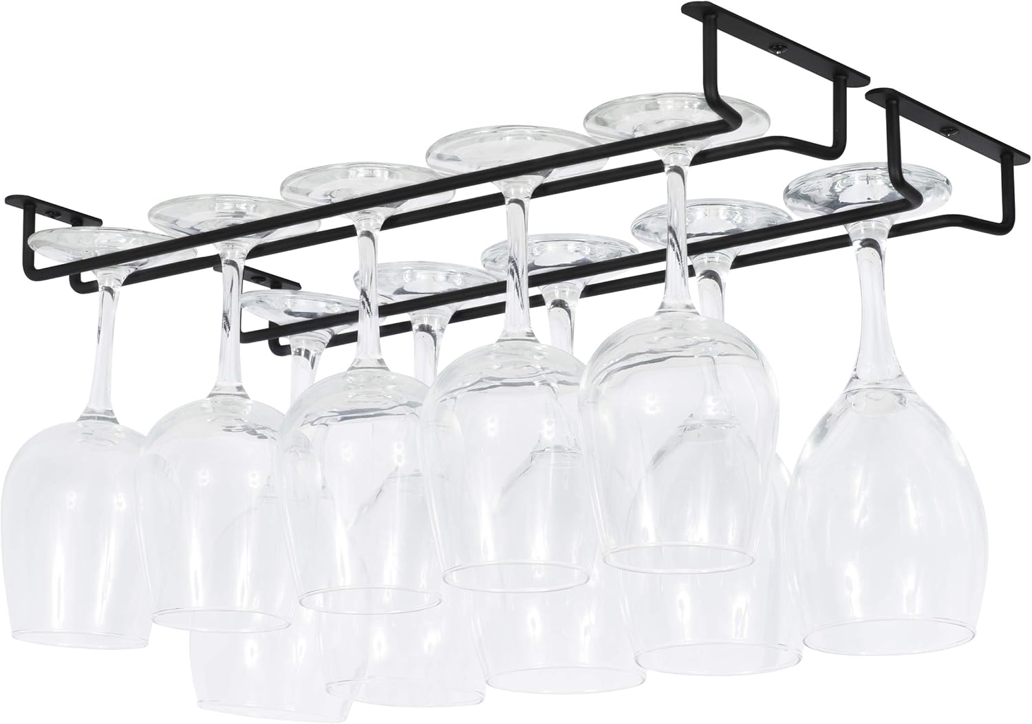Wallniture Brix Wine Glass Holder Set of 2 Black Iron 17 Inch 1
