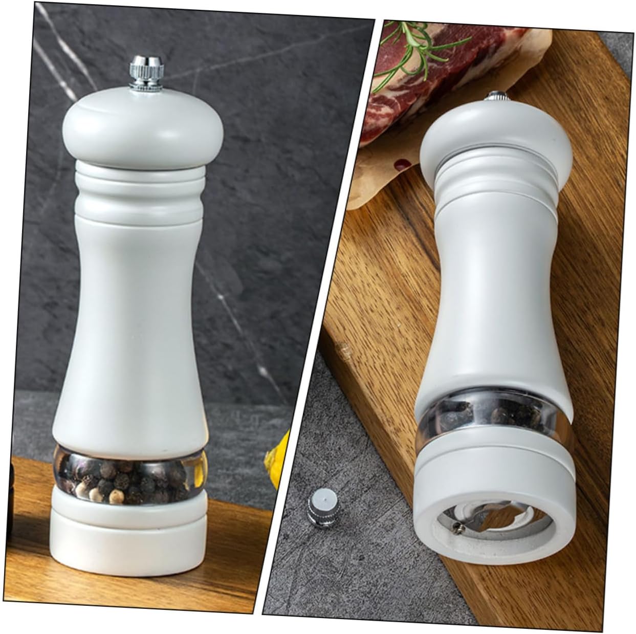 KICHOUSE Refillable Salt and Pepper Shaker Set 6 Inches Wooden 1
