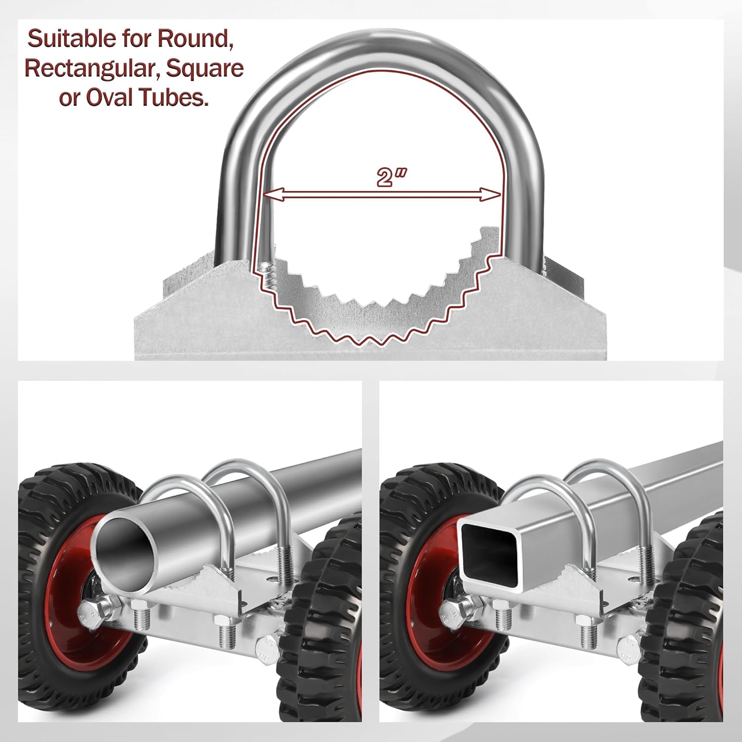 Rolling Gate 6 Inch Rubber Wheel with Double U-Bolts
