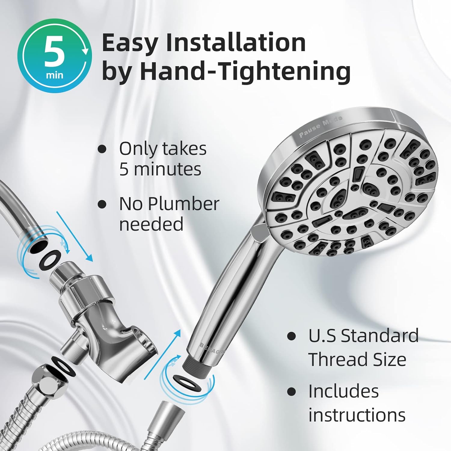 BESAQUO 10 Functions High Pressure Handheld Shower Head