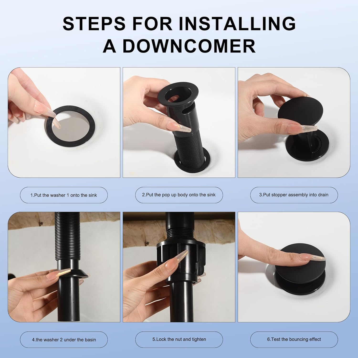 Jorilaisa Pop Up Drain Stopper Matte Black