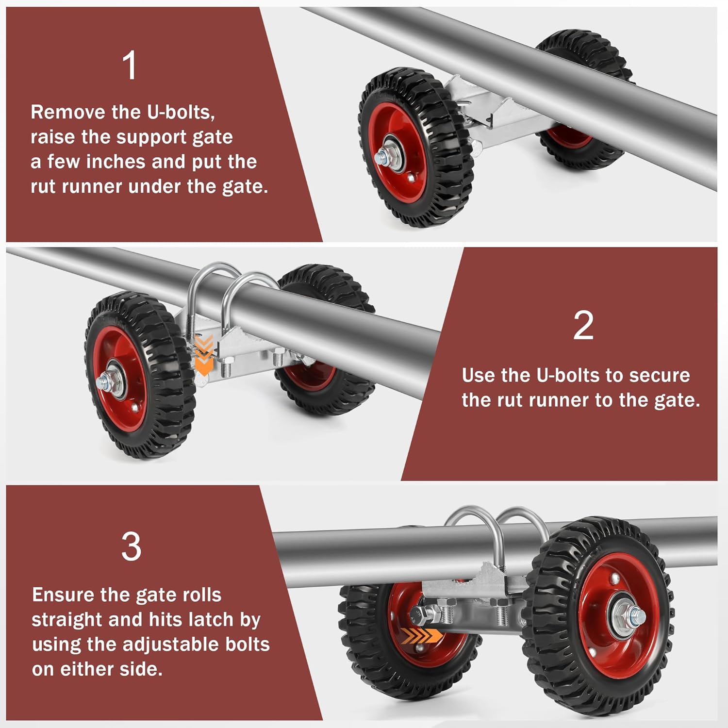 Rolling Gate 6 Inch Rubber Wheel with Double U-Bolts