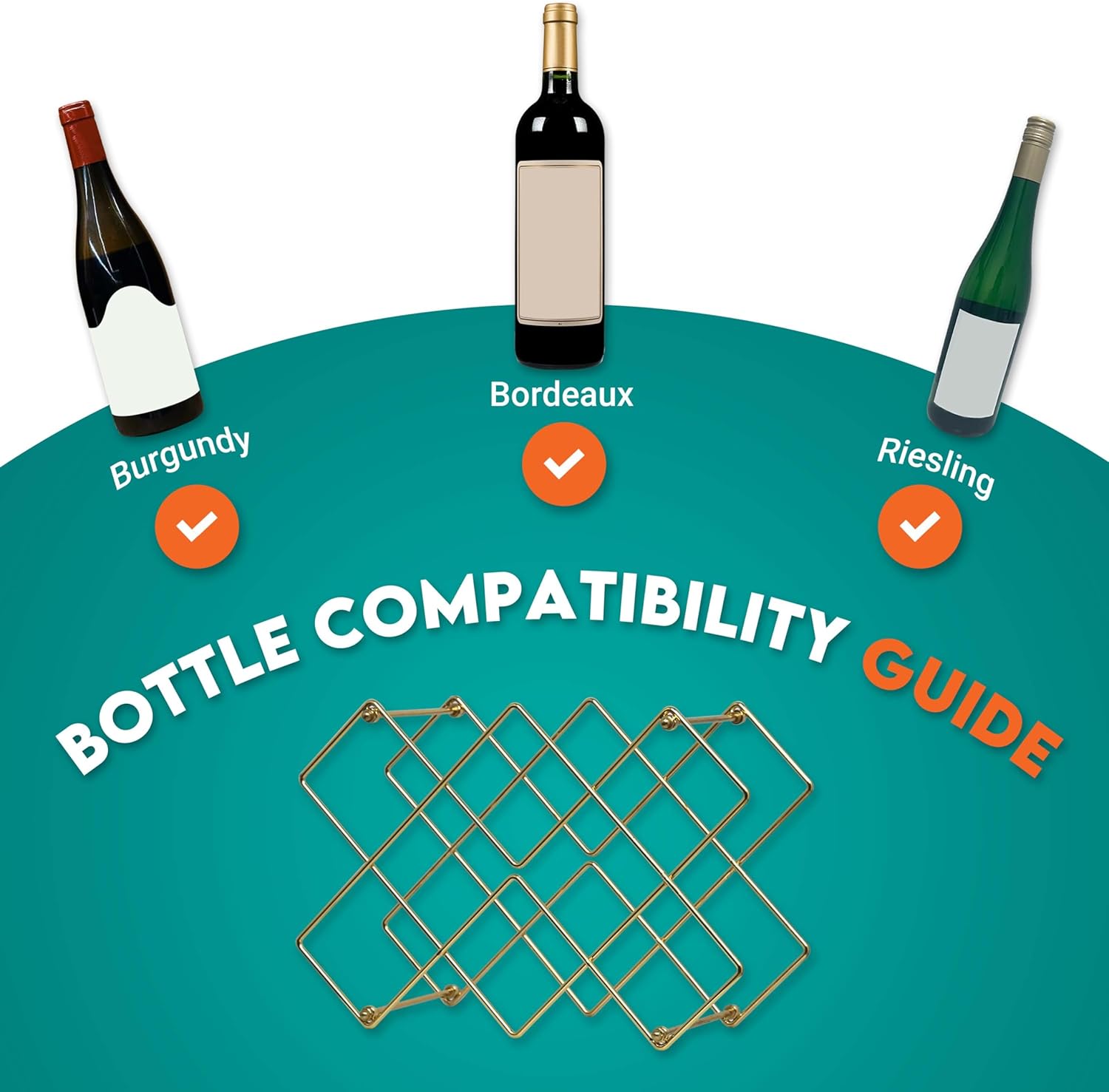 Glamorous Gold Countertop Wine Rack for 8-10 Bottles