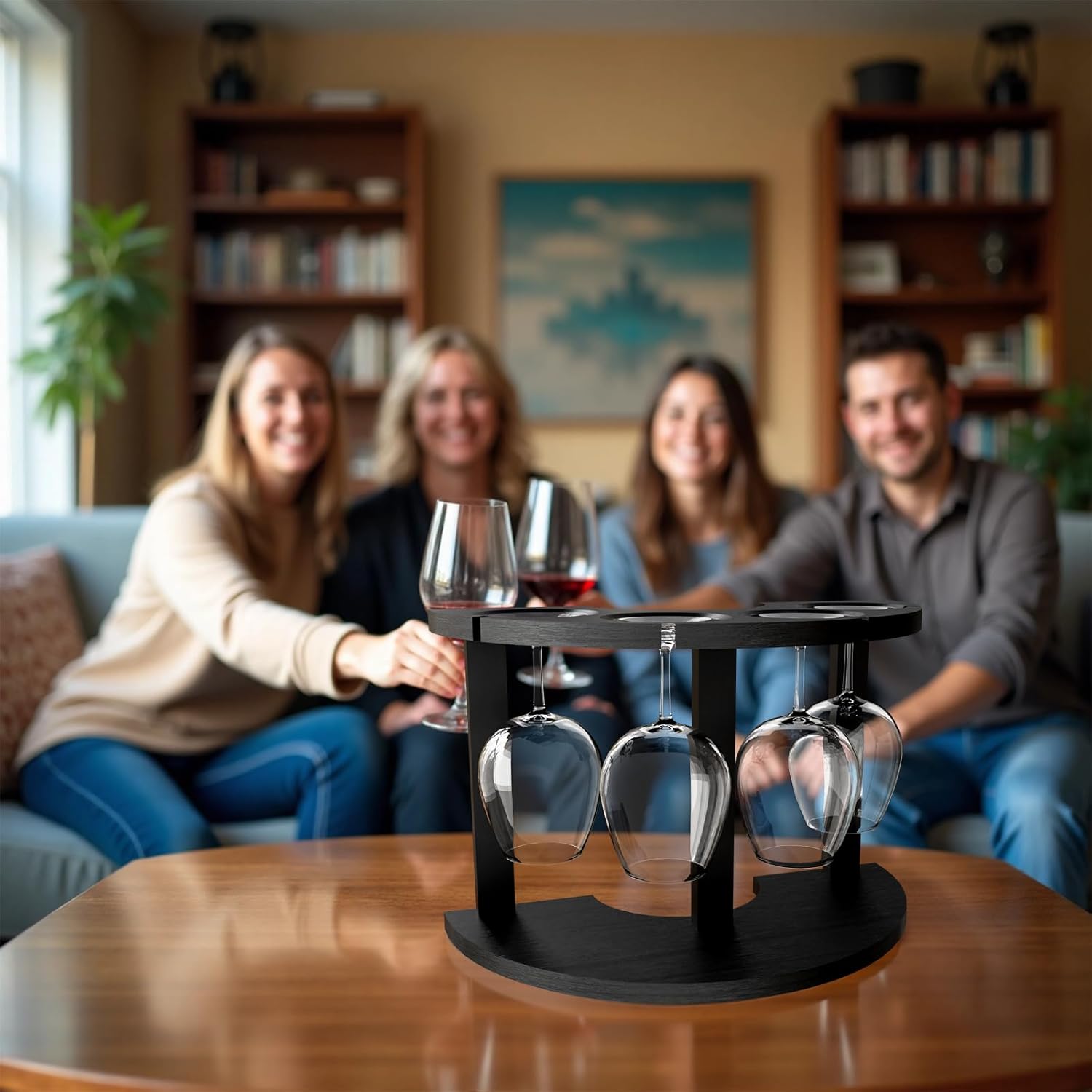 Lacinoeo Countertop Wine Glass Rack for 4 Glasses