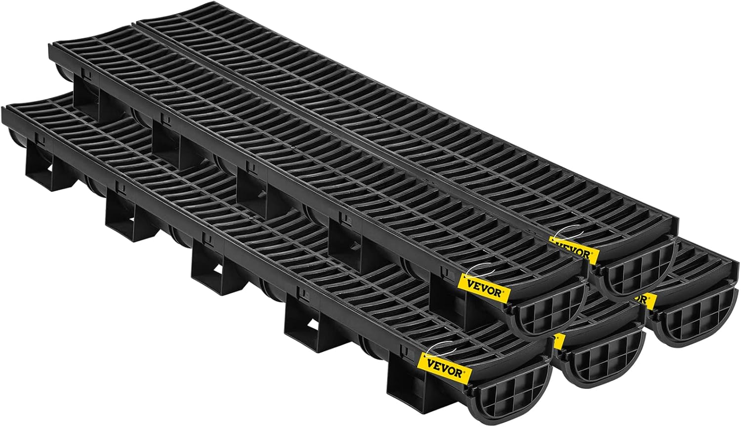 VEVOR HDPE Trench Drain System 57x31-Inch Black 5-Pack