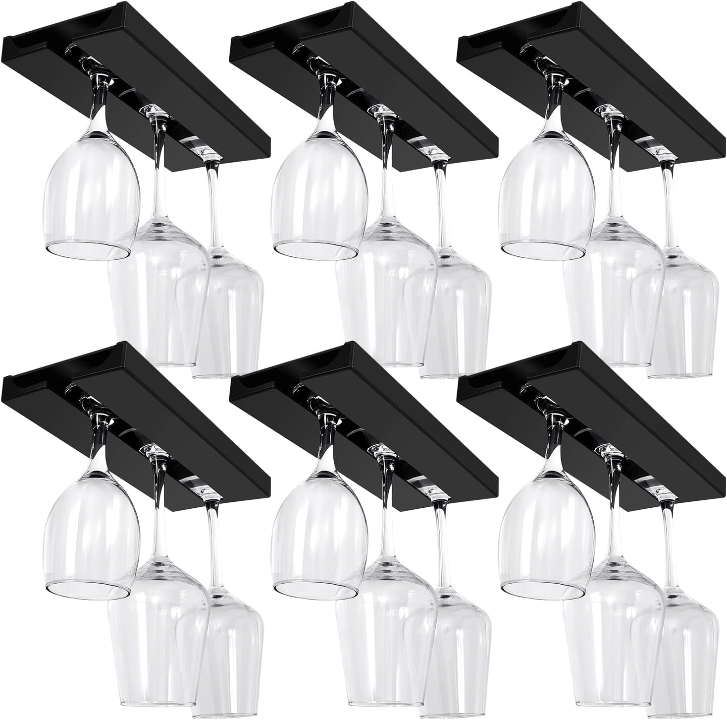 Rtteri 6 Pcs Under Cabinet Wine Glass Rack