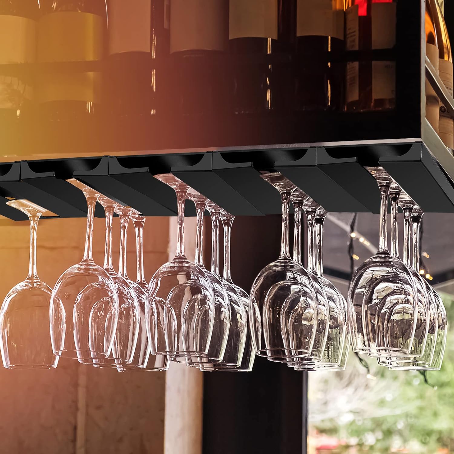 Rtteri 6 Pcs Under Cabinet Wine Glass Rack