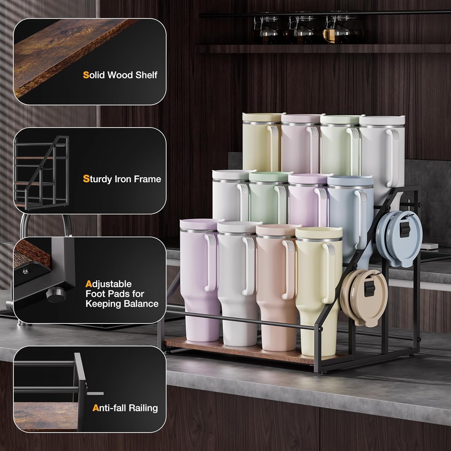 MOJOHAND Water Bottle Organizer 3 Tier Hold 12
