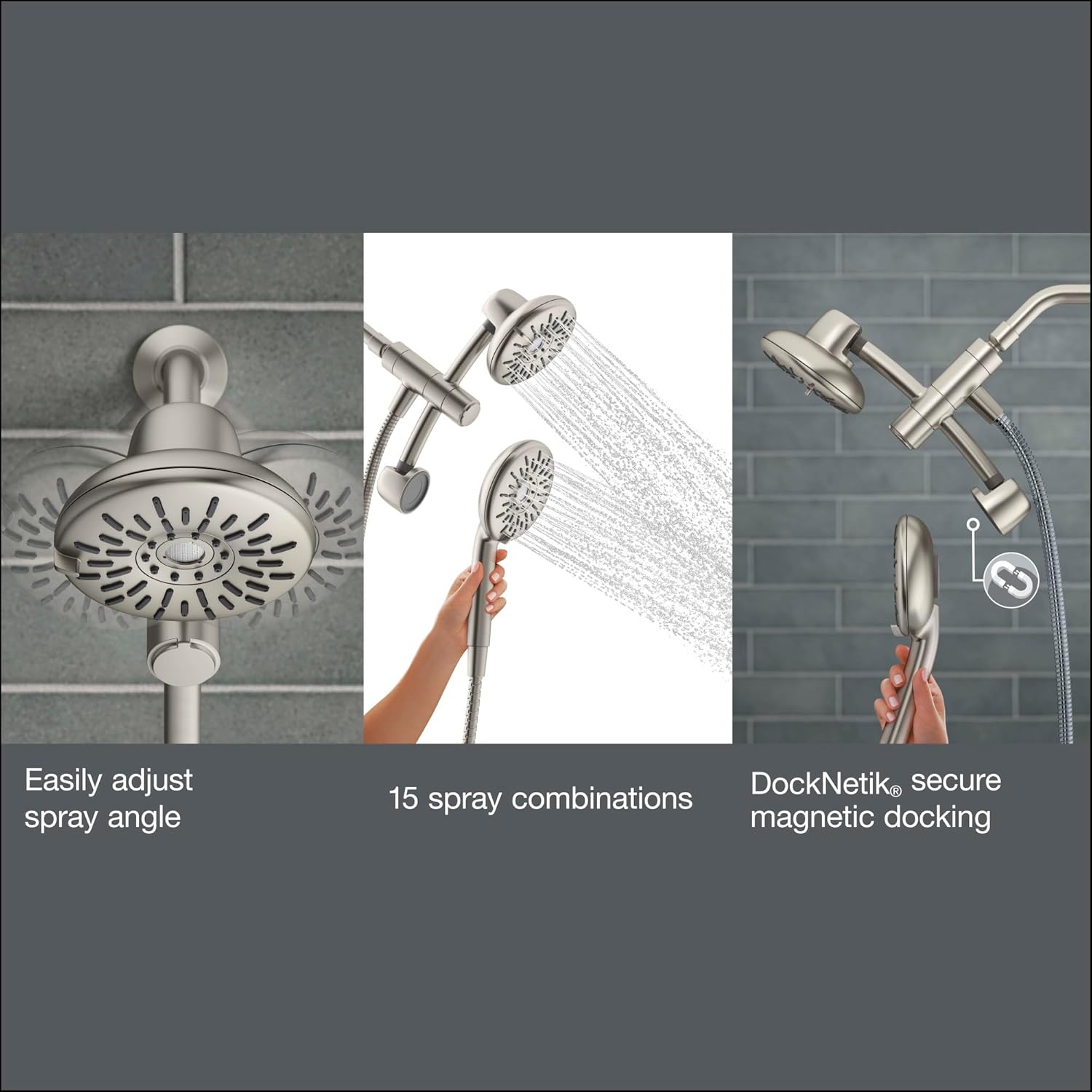 KOHLER Freespin Bellerose 3-Spray Dual Wall Mount Shower Head