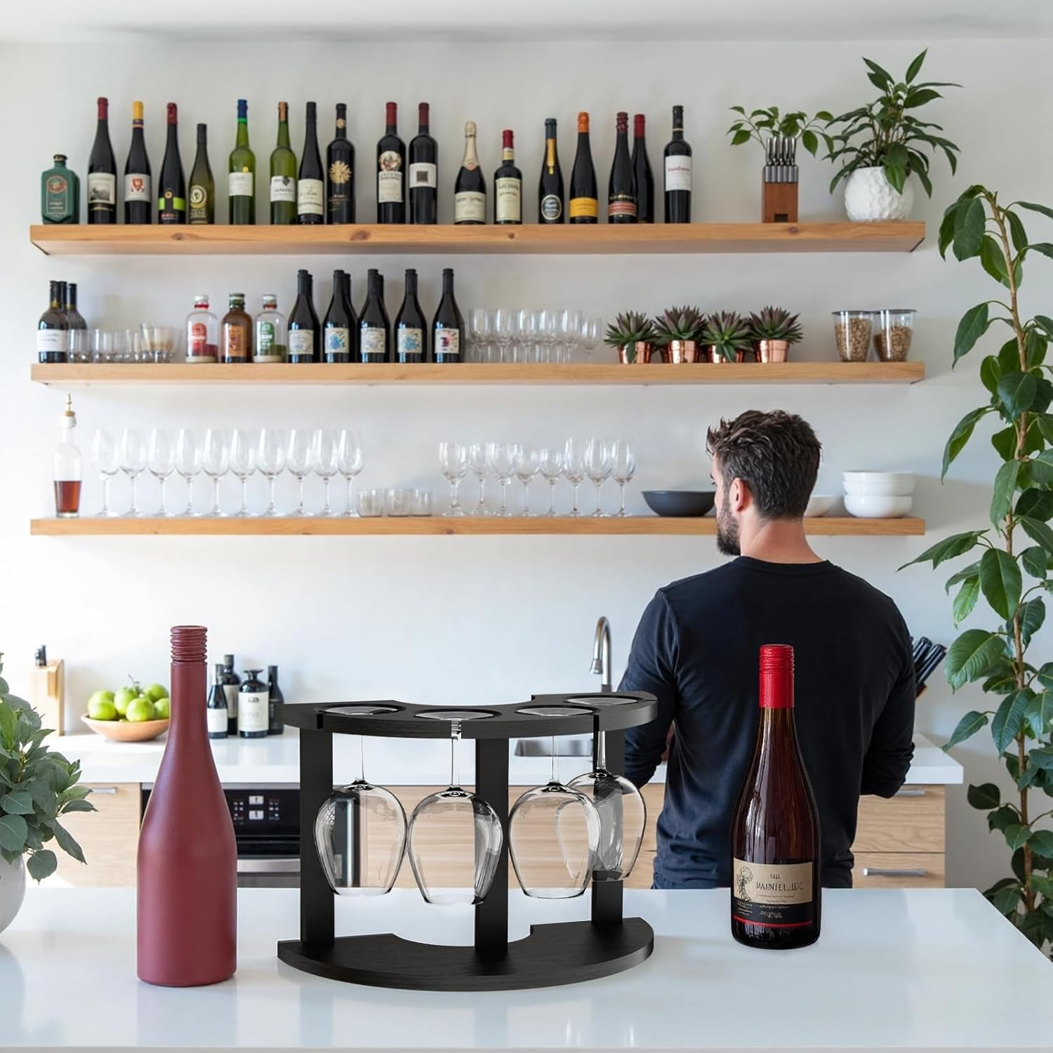 Lacinoeo Countertop Wine Glass Rack for 4 Glasses
