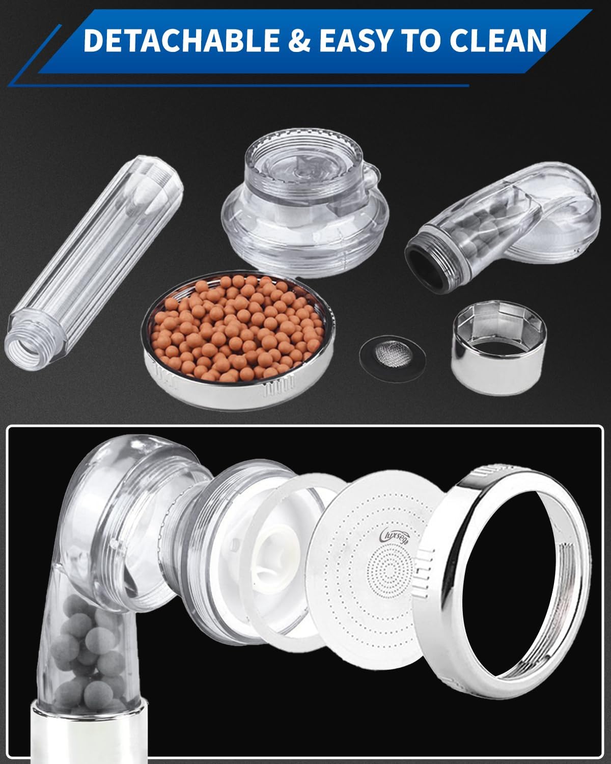 Luxsego Water Softener Handheld Shower Head with 3 Modes