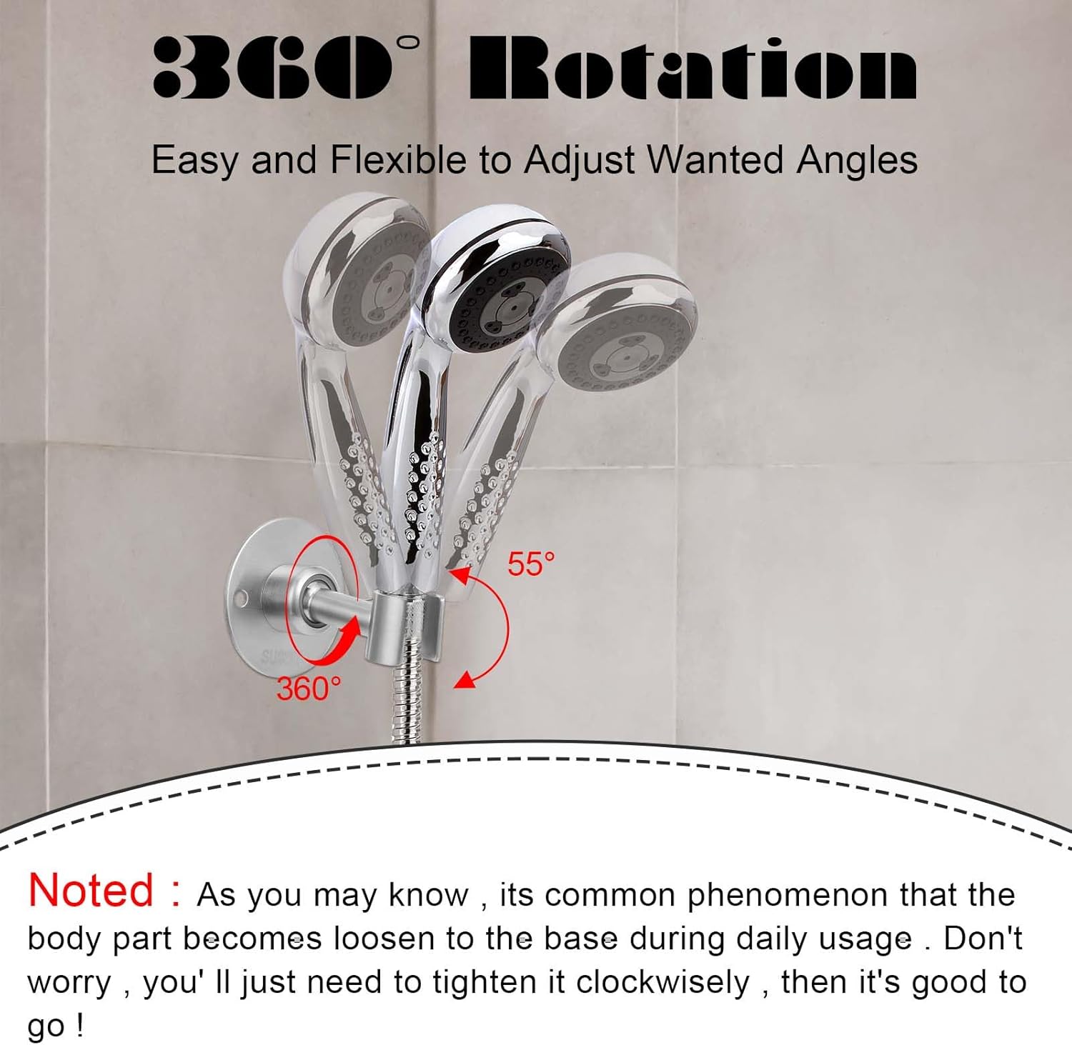 Sliverdew 360 Adjustable Stainless Steel Shower Head Holder 1