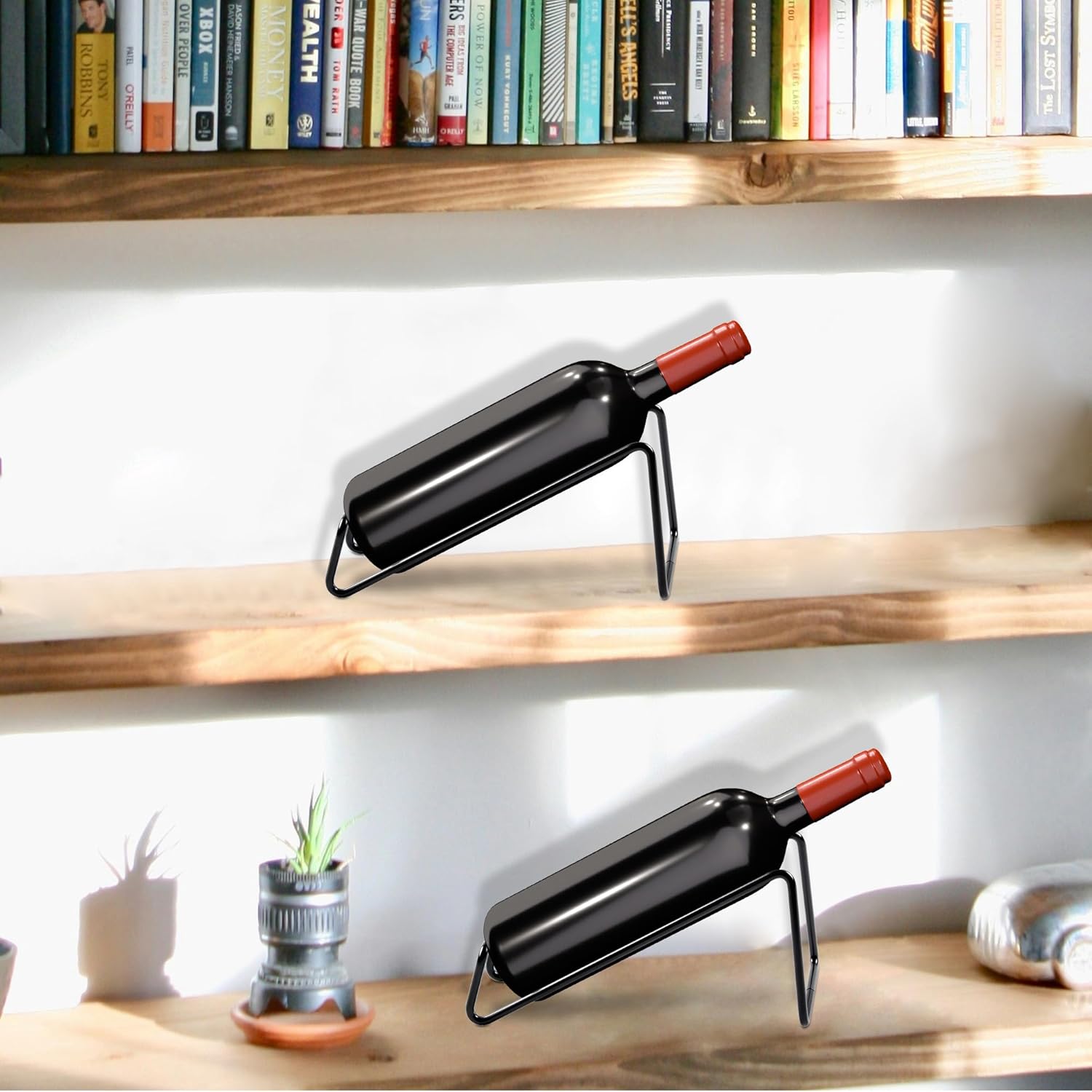 TONLEA 2Pcs Tabletop Wine Rack Black