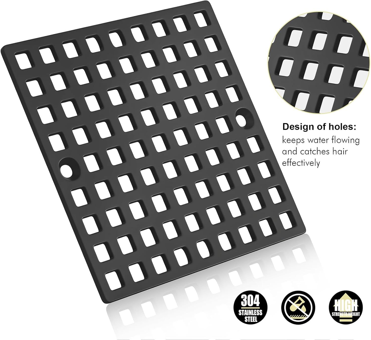 Yaseingoo 2PC 4 Matte Black Drain Cover for Bathrooms and Showers