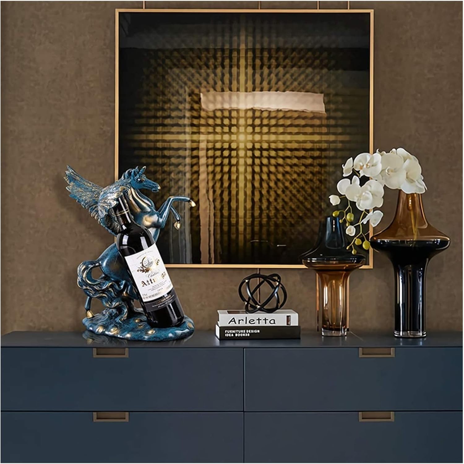 ALDEPO Wine Rack with Horse Art Design