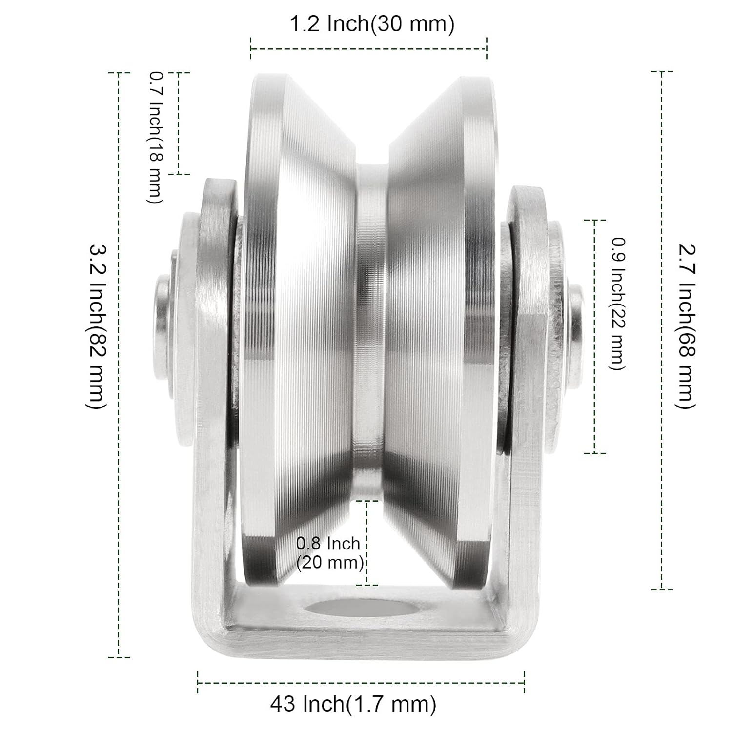 PINGEUI 2 Pack 3 Inch Stainless Steel V Groove Caster with Bracket