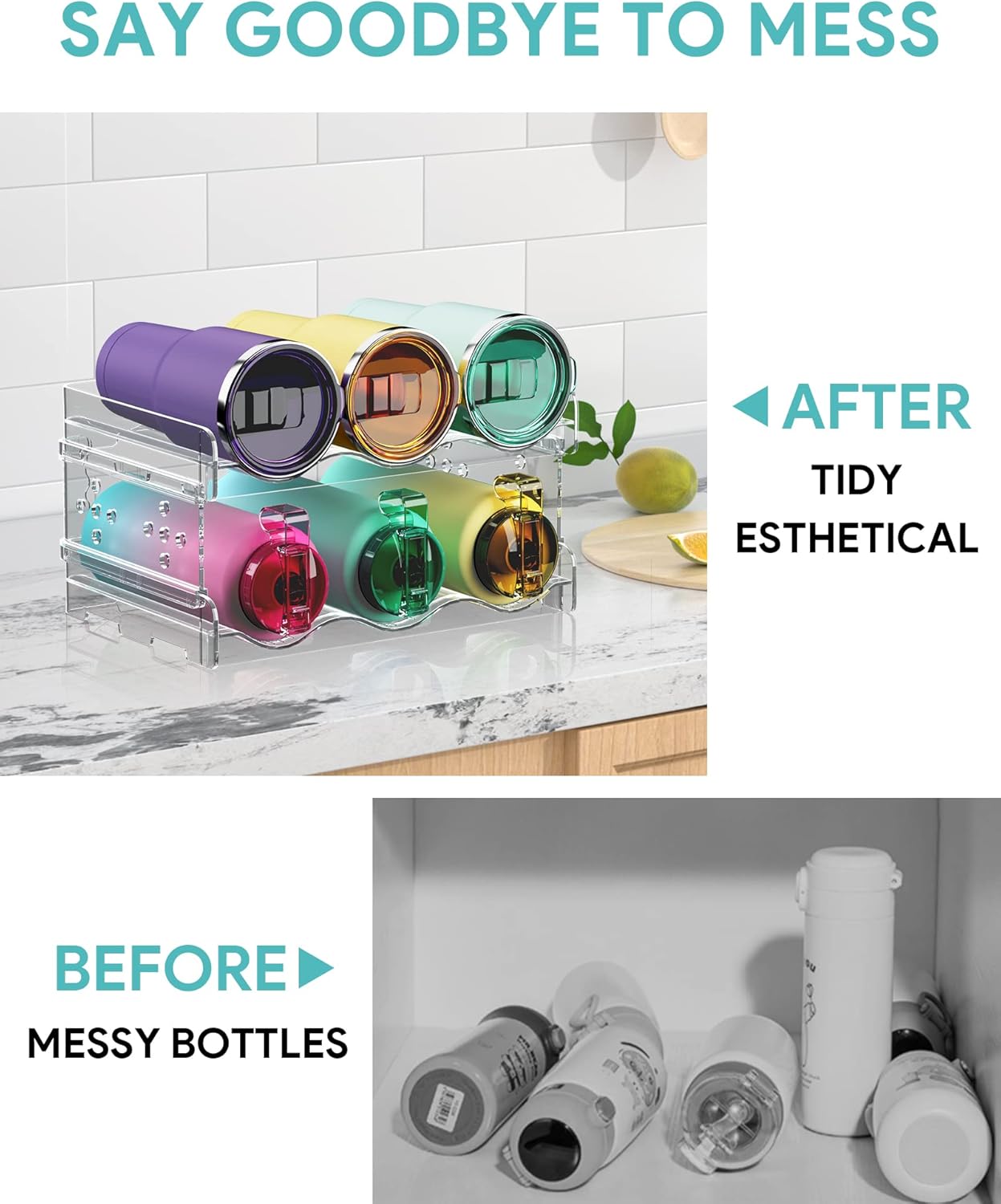 Areforic 2 Pack Stacking Water Bottle Organizer