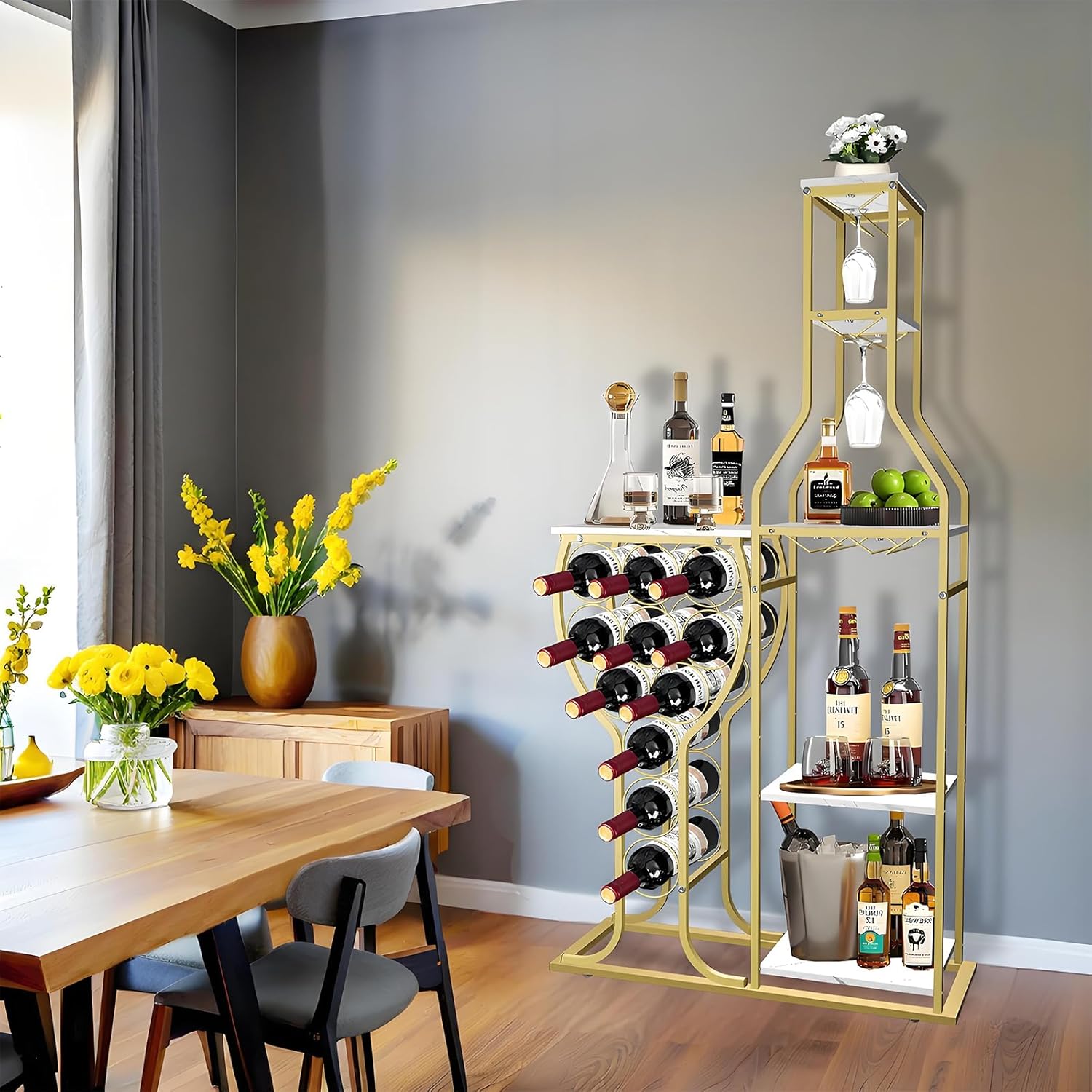 Mantianstar Freestanding Wine Rack with 11 Bottles Capacity