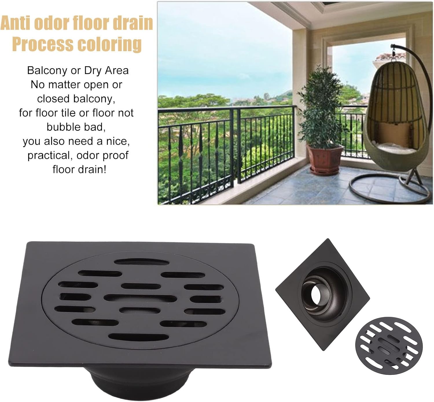 Stainless Steel Square Floor Drain for Kitchens and Bathrooms