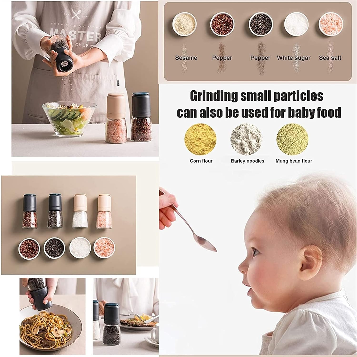 Salt and Pepper Grinder Set with Adjustable Coarseness