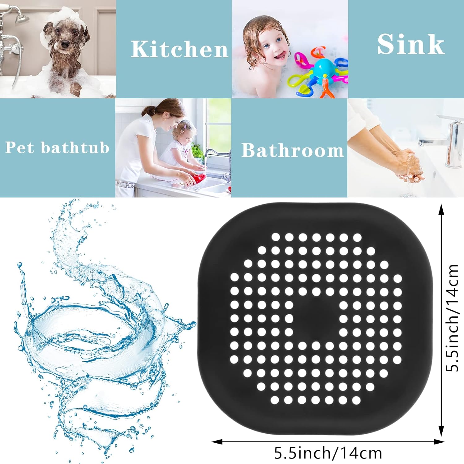 QSCFKL 3-Pack Shower Drain Hair Catcher with Suction Cup