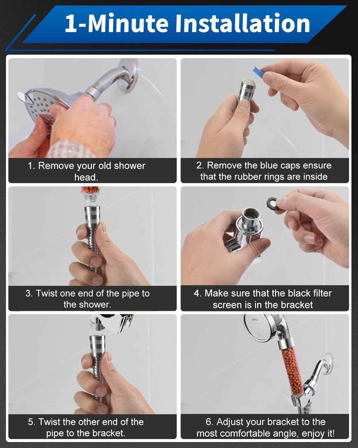 Luxsego Water Softener Handheld Shower Head with 3 Modes