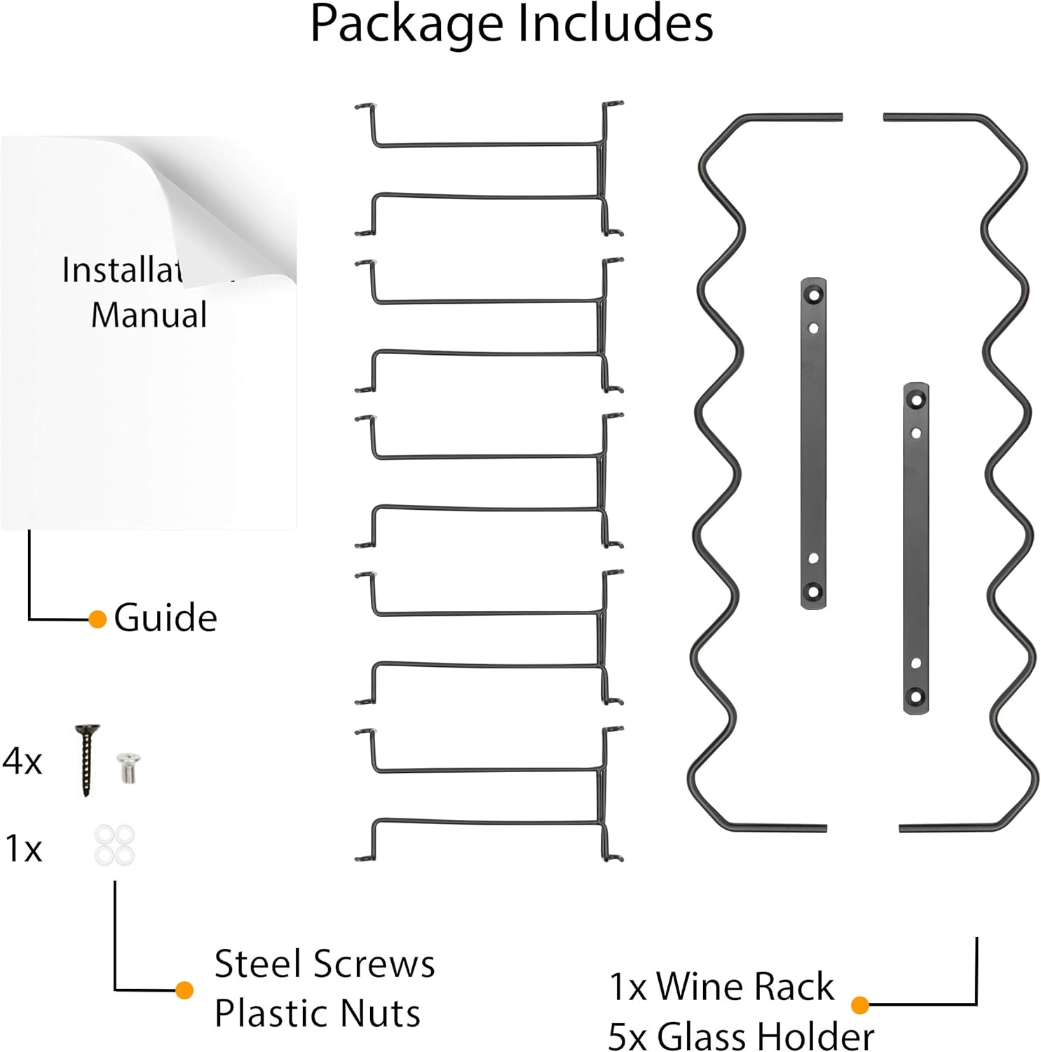 Wallniture Piccola Under Cabinet Wine Glass Holder