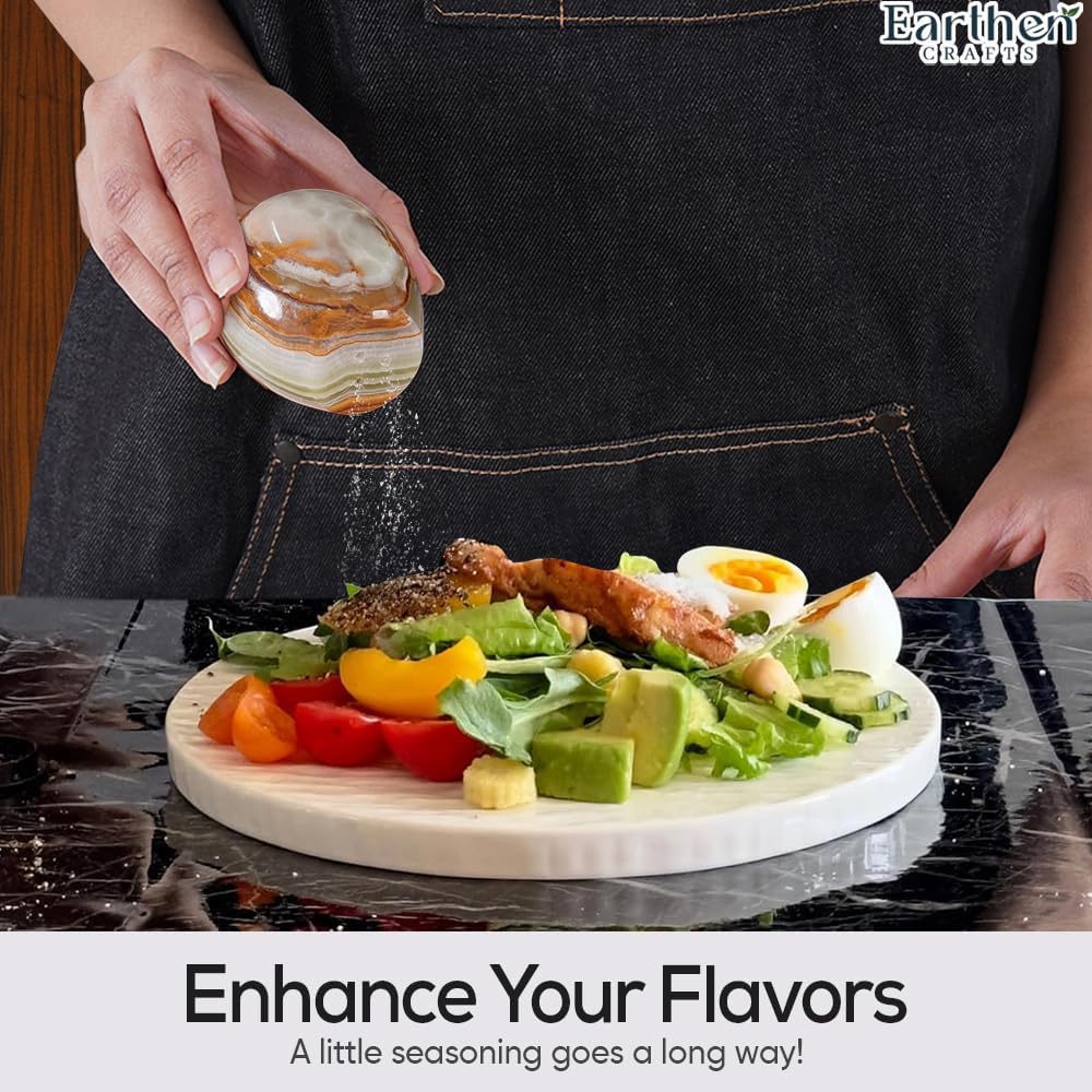 EARTHEN CRAFTS Marble Salt and Pepper Egg Shape Set of 2