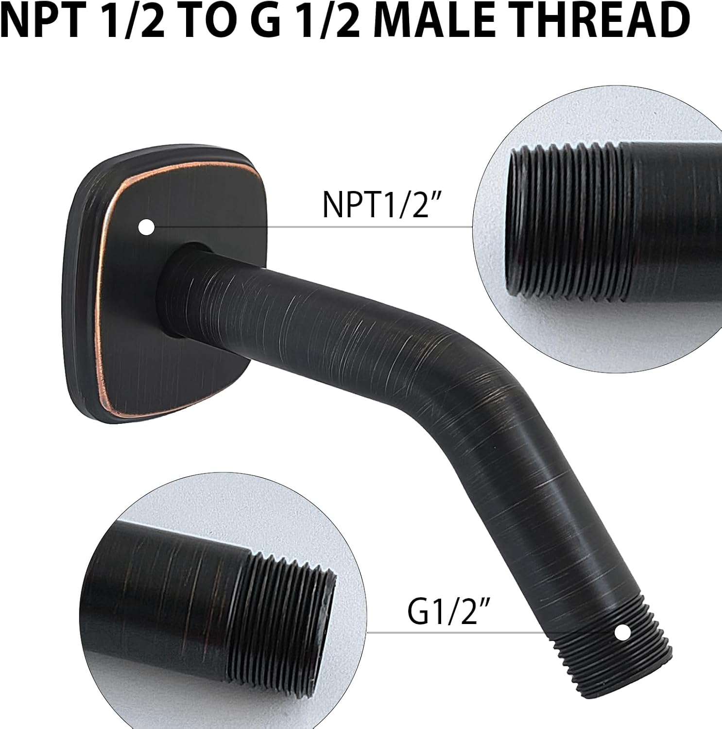 HOMYEP 6 Inch Oil Rubbed Bronze Angled Shower Arm with Flange