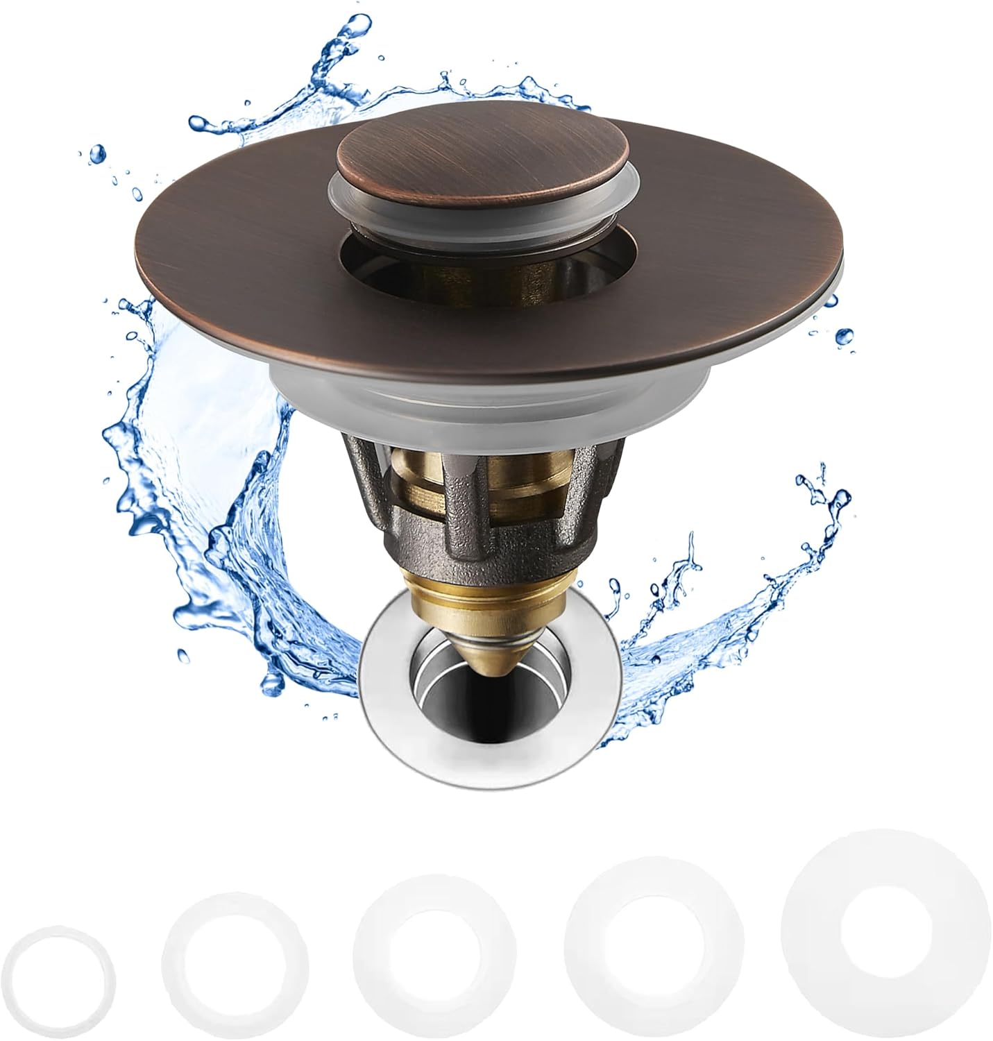 Fransiton Dark Bronze Sink Stopper with Hair Catcher 1