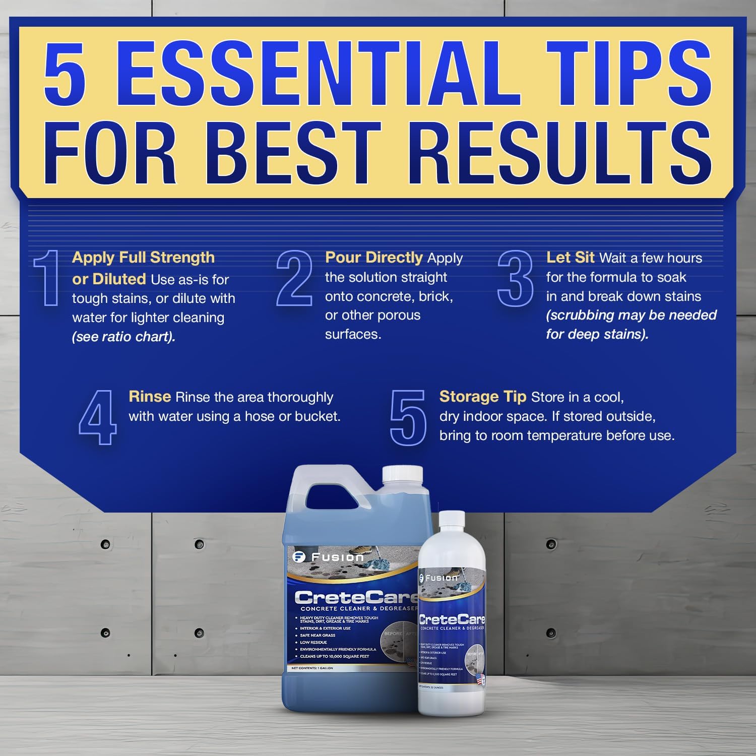 Fusion CreteCare Heavy Duty Oil Stain Remover for Concrete Surfaces