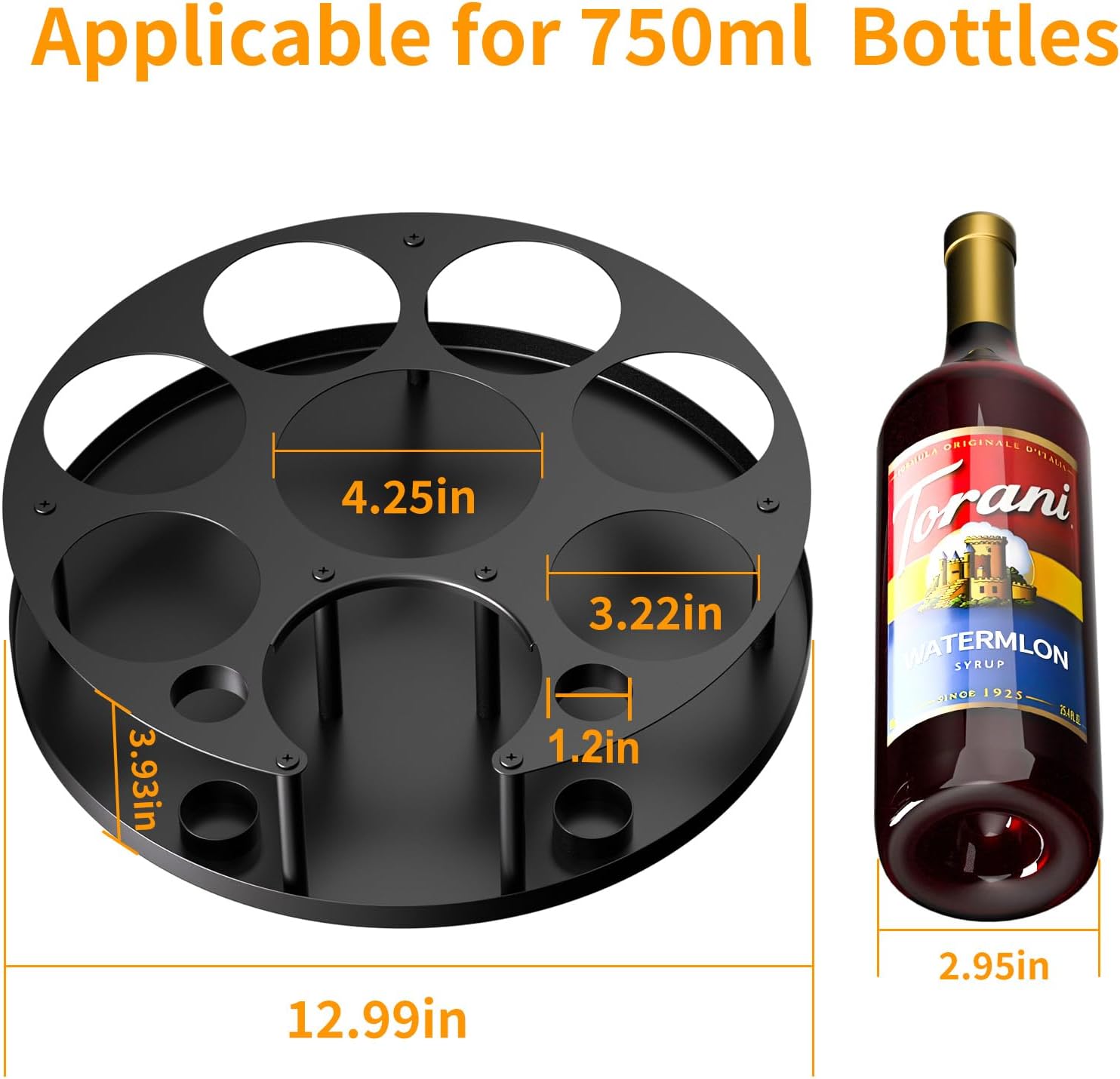 Coffee Syrup Organizer 8 Bottles with Rotating Holder and Stirrers