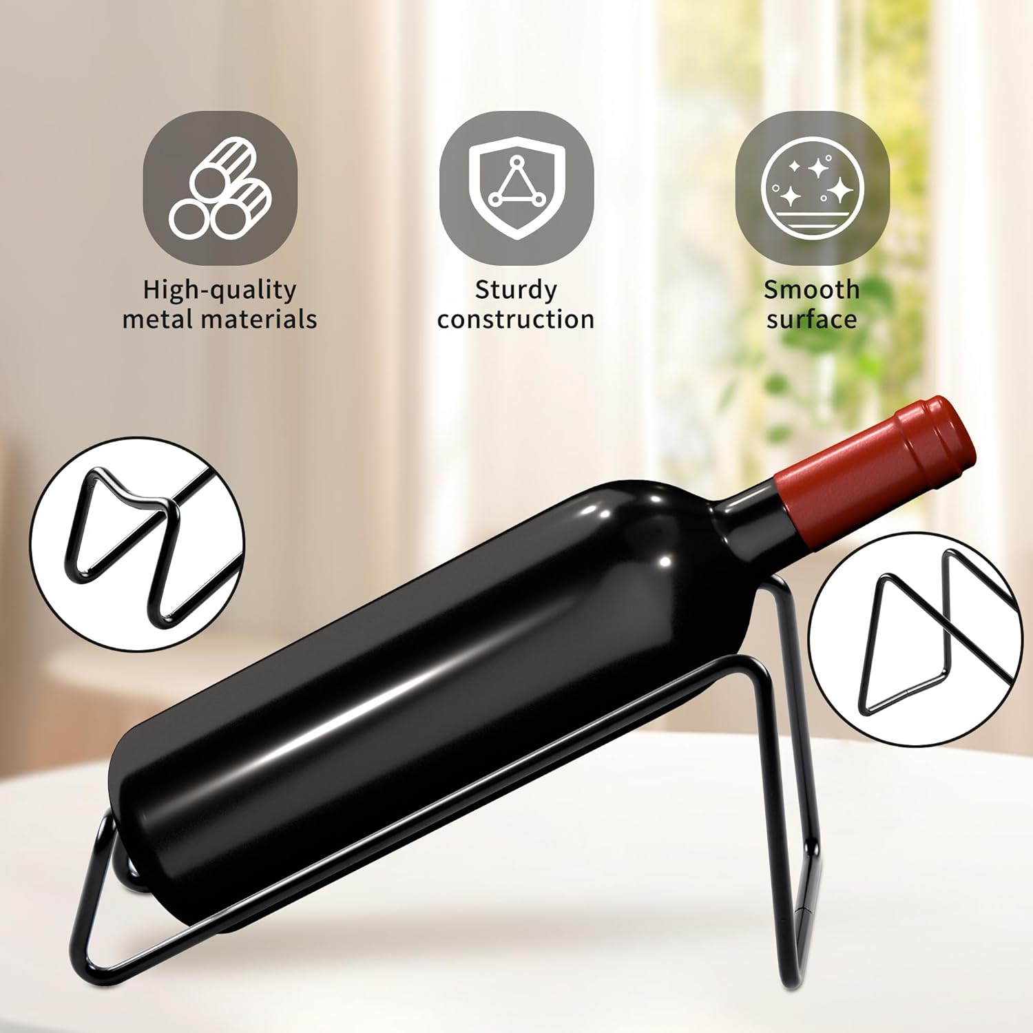 TONLEA 2Pcs Tabletop Wine Rack Black