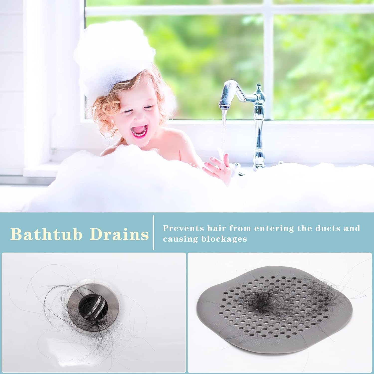 QSCFKL 3-Pack Shower Drain Hair Catcher with Suction Cup