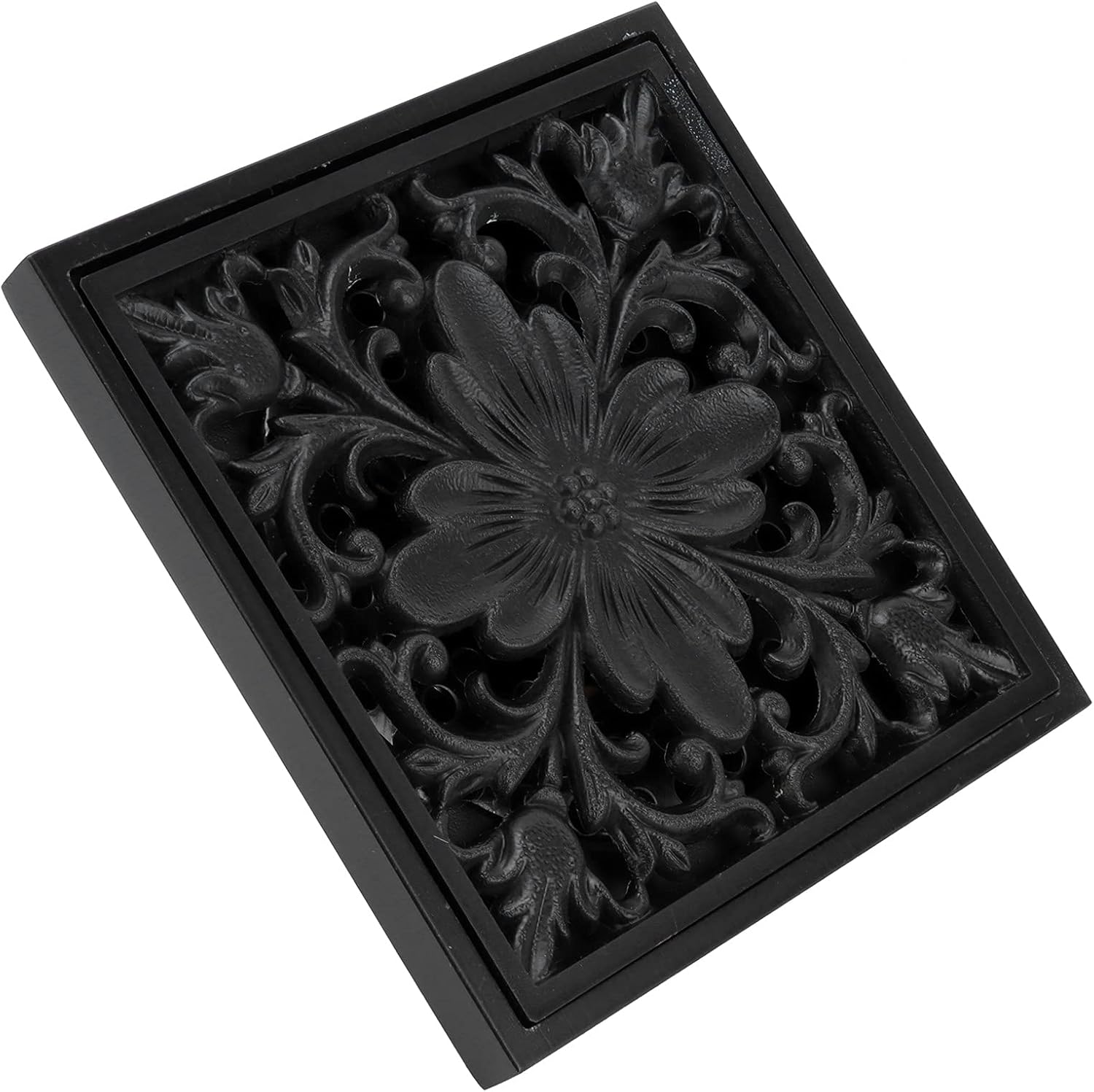 Antique Black Square Floor Drain with Strainer