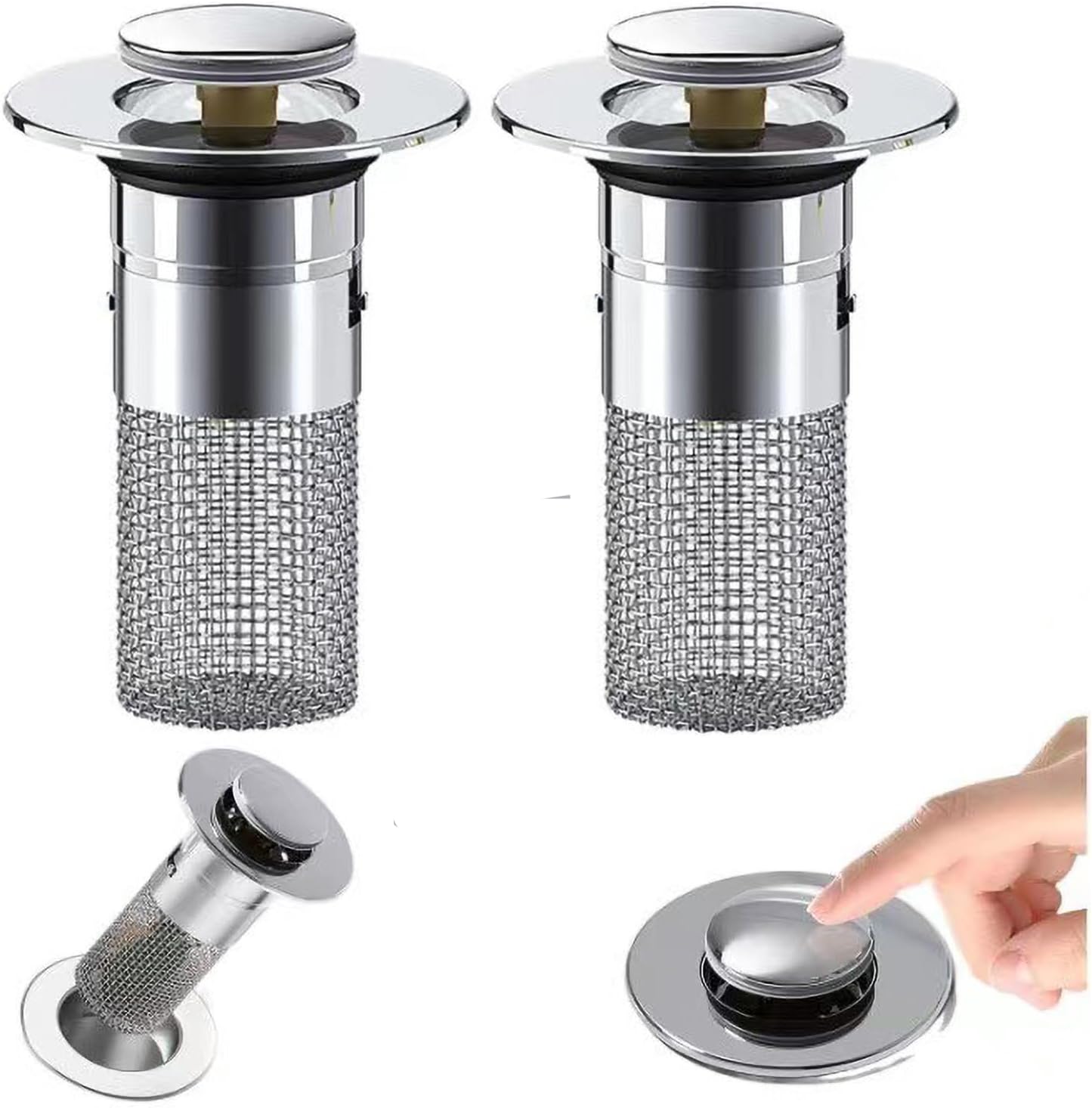 Bathroom Sink Drain Strainer with Two Sizes 2Pcs Hair Catcher