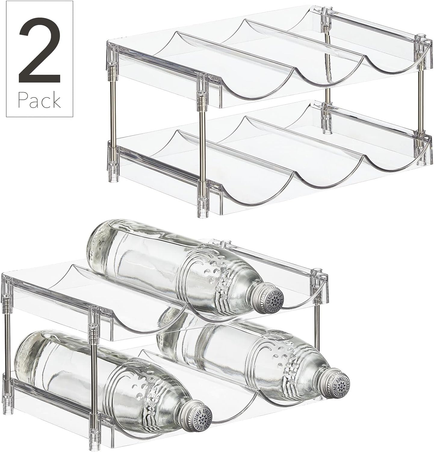 Nate Home 6-Bottle Organizer Set of 2 Clear and Stainless Steel